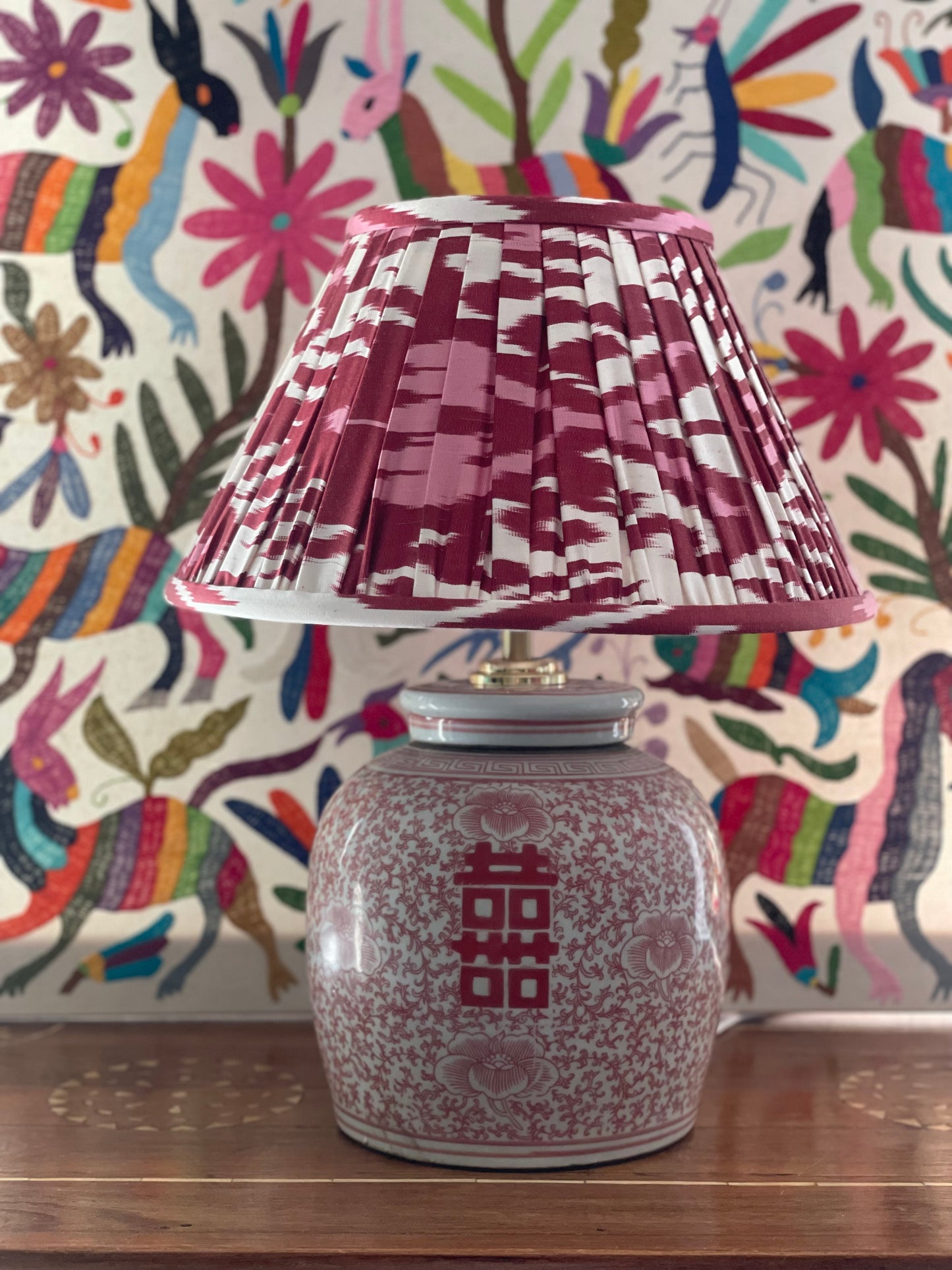 Garnet Silk Ikat Lamp Shade