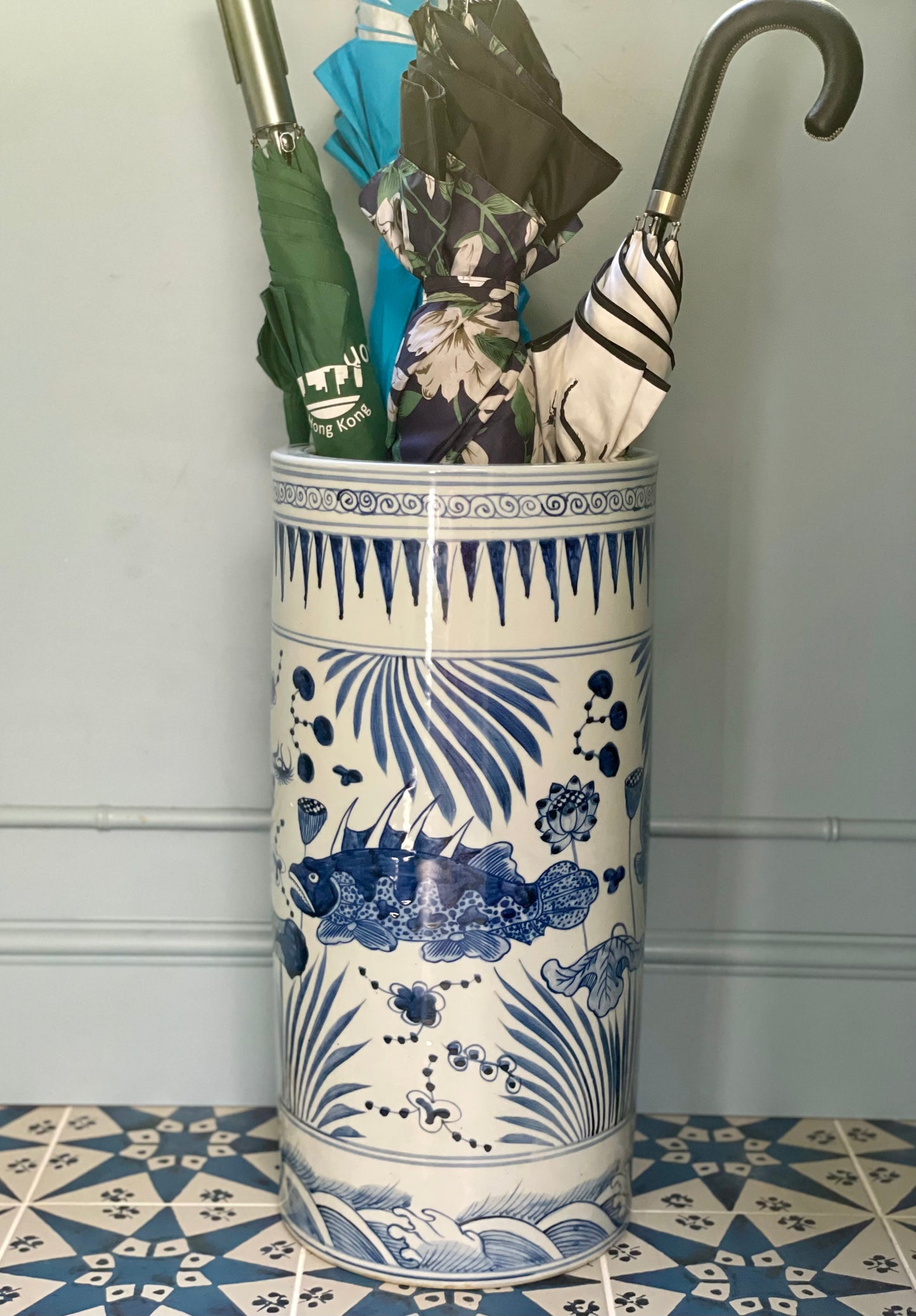 Carp Ceramic Umbrella Stand