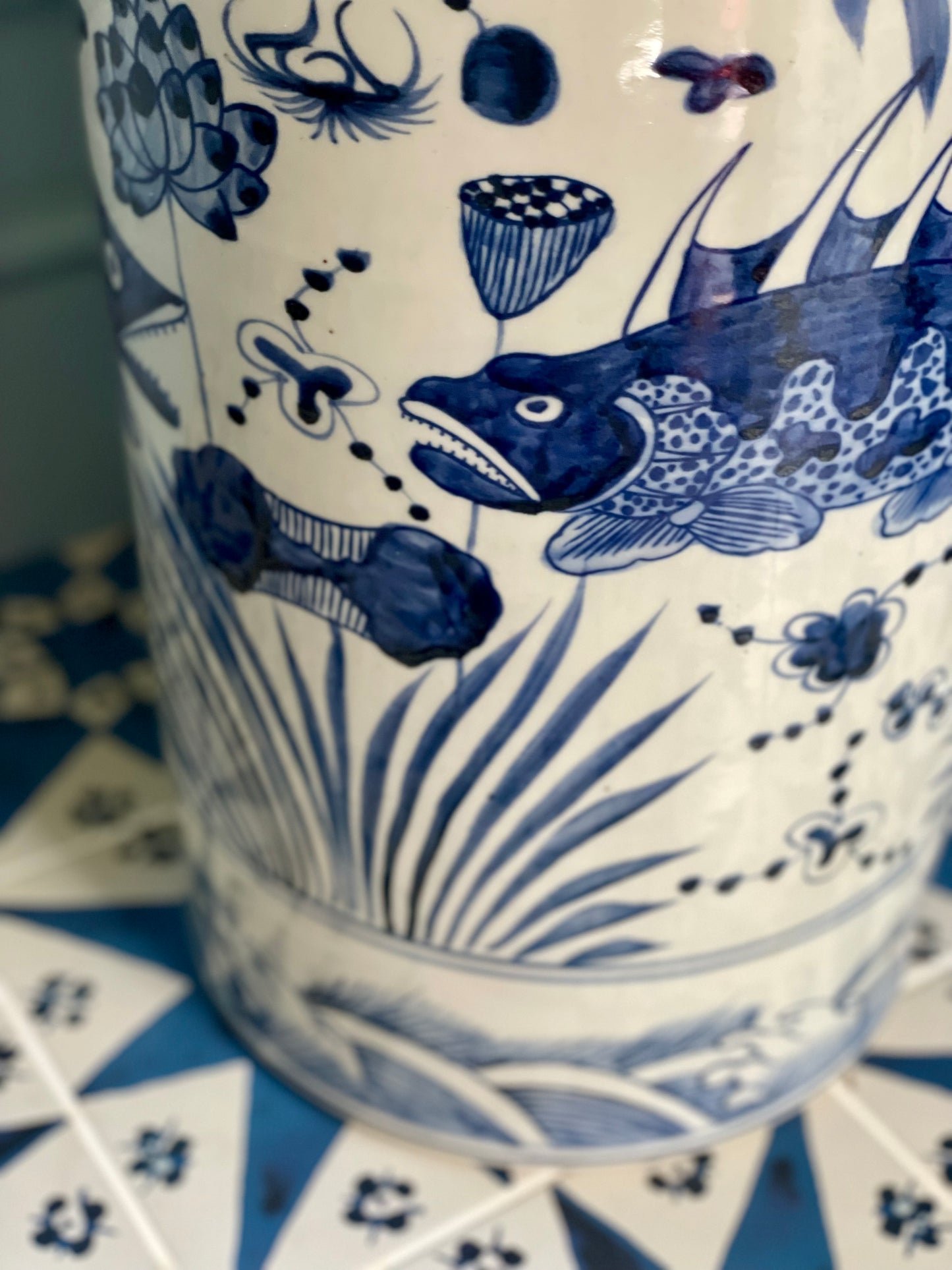 Carp Ceramic Umbrella Stand