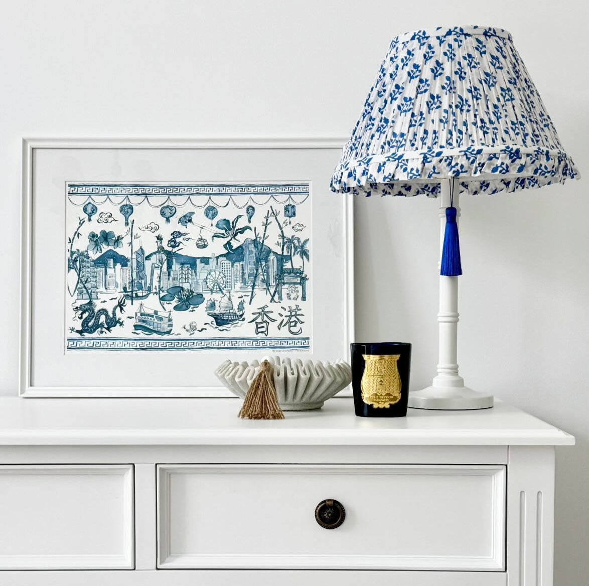 Gardenia Frill Block-Printed Lamp Shade
