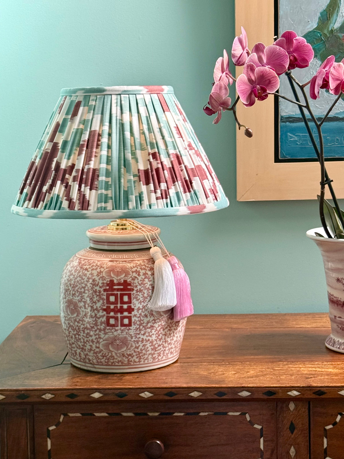 Duck Egg Ikat Lamp Shade