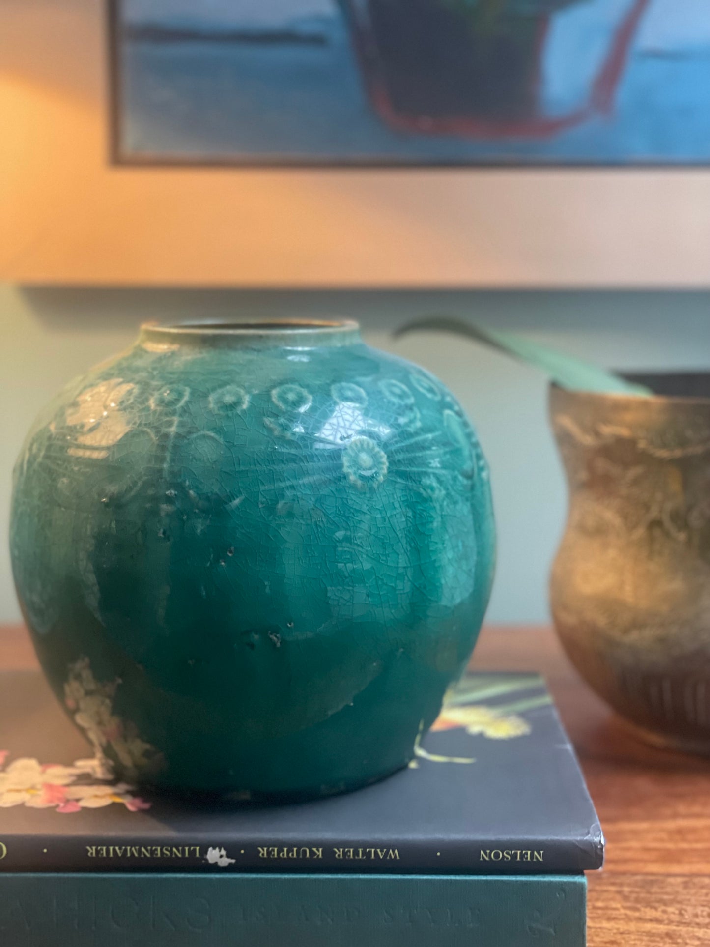 Hunan Jade Floral Relief Ginger Jar