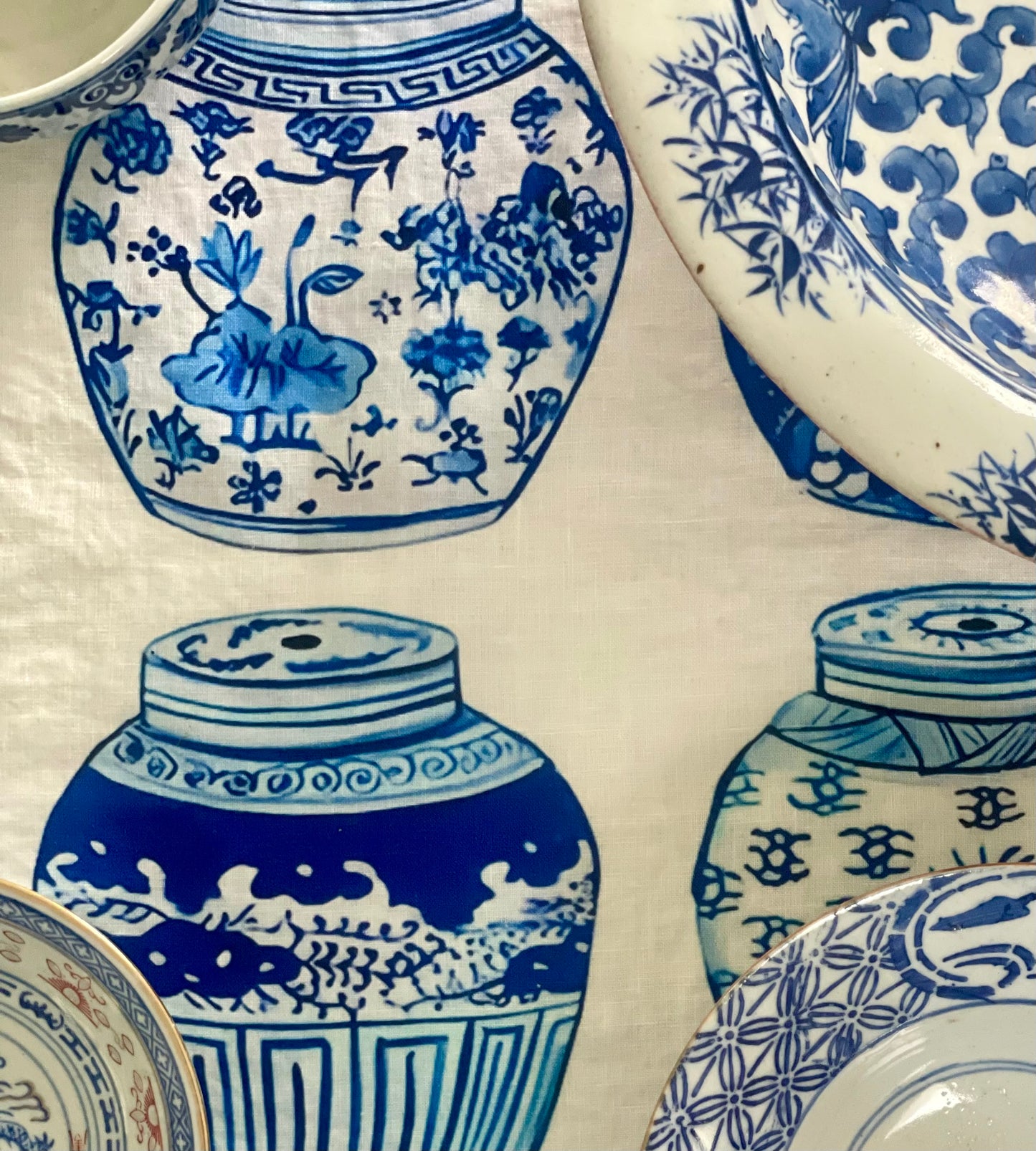 Ginger Jars Linen Tablecloth