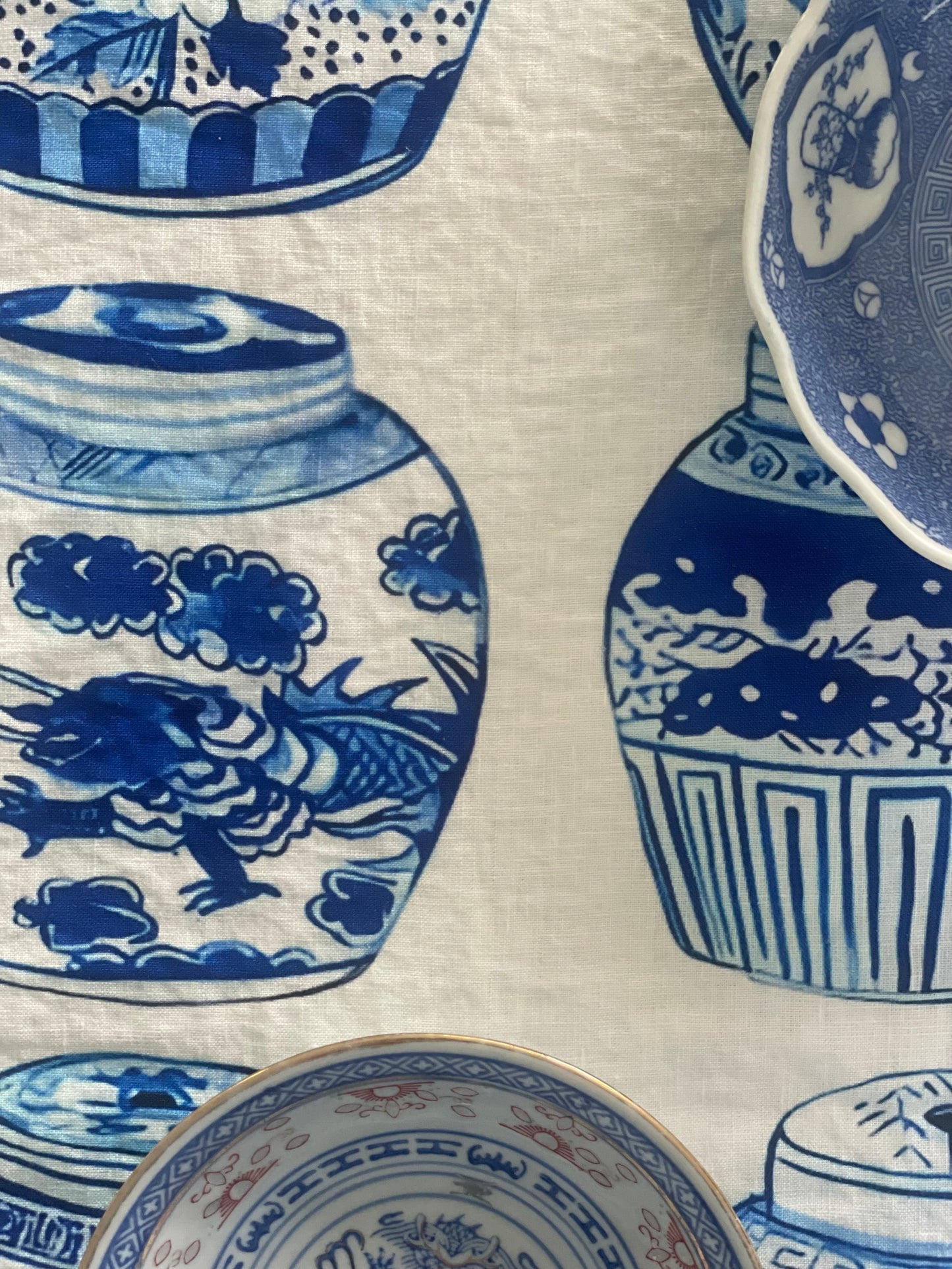 Ginger Jars Linen Tablecloth