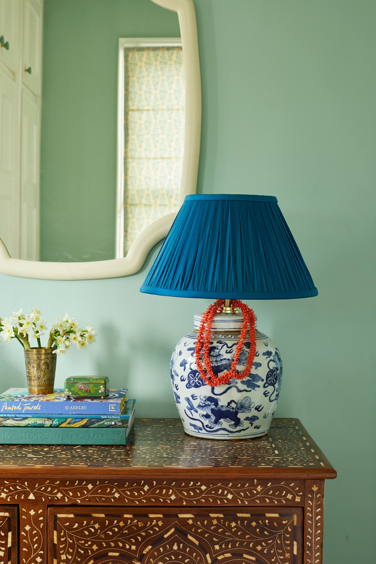 Teal Silk Lamp Shade