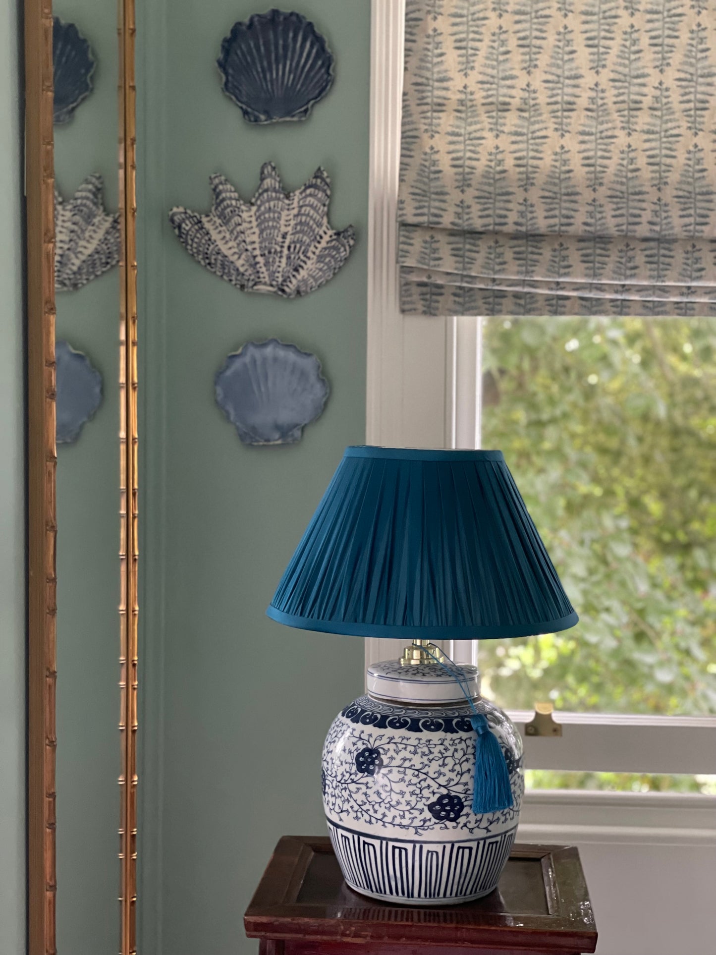 Teal Silk Lamp Shade
