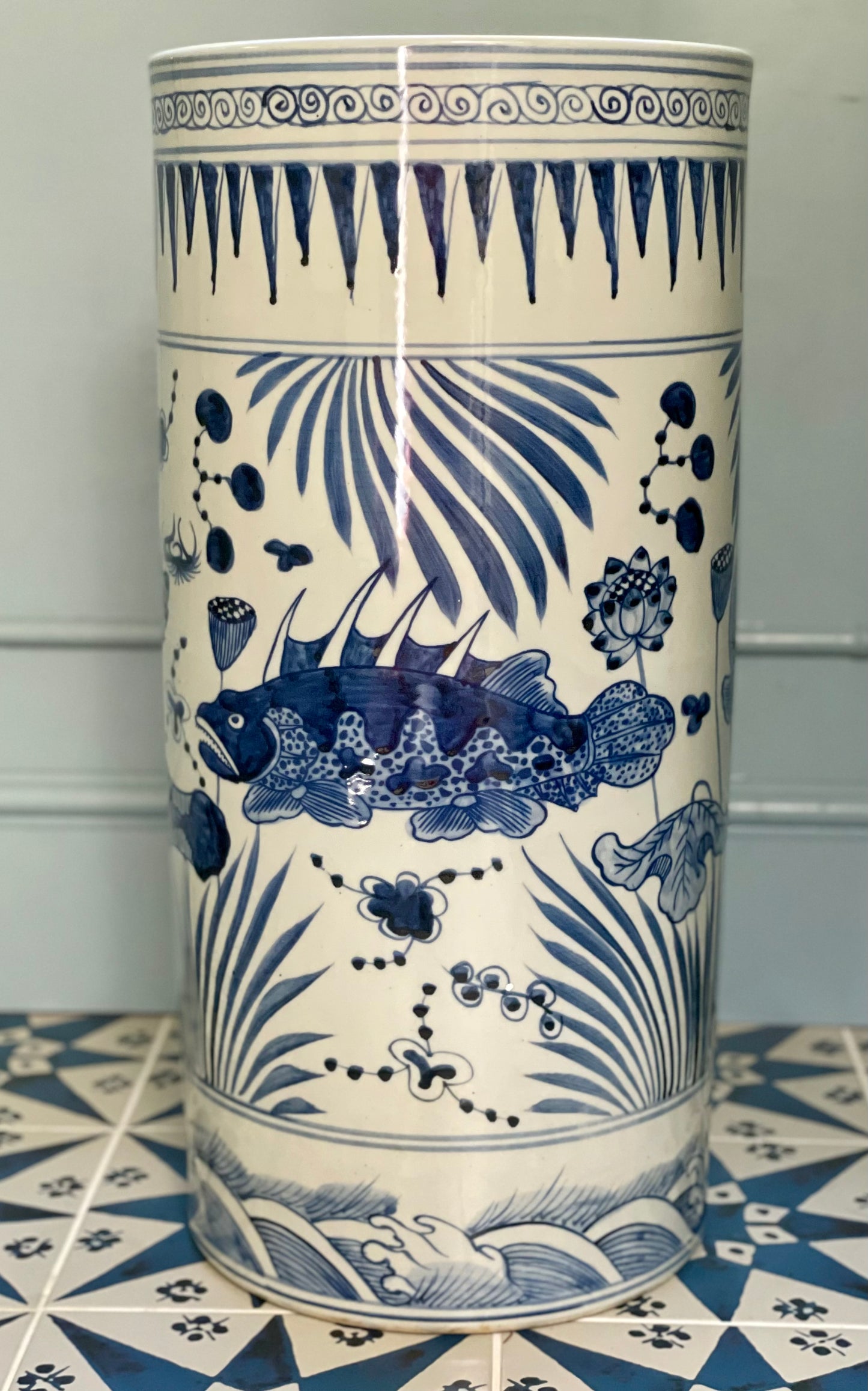 Carp Ceramic Umbrella Stand