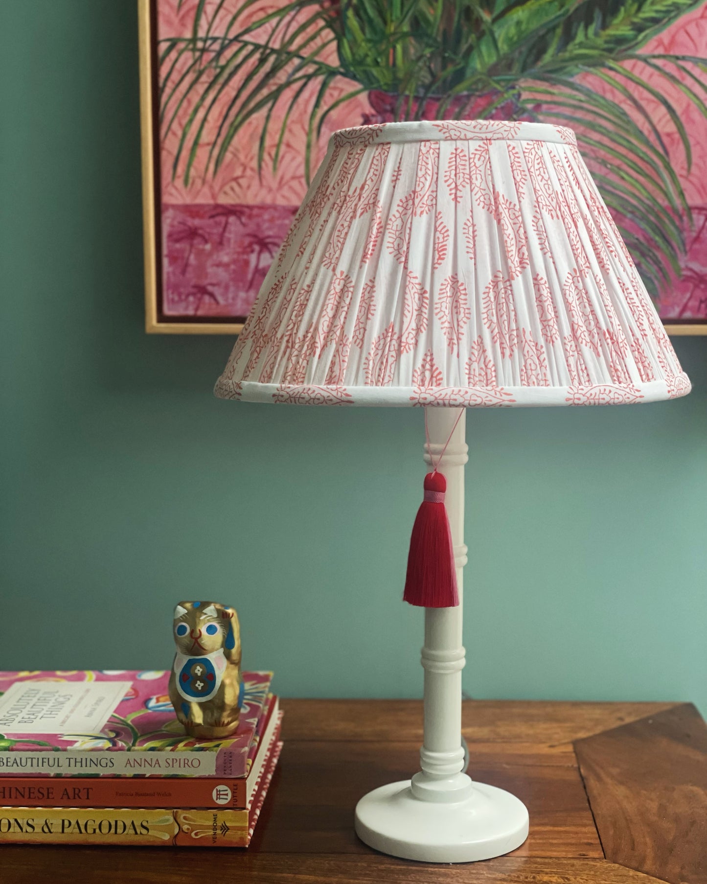 Coral Paisley Block-Printed Lamp Shade