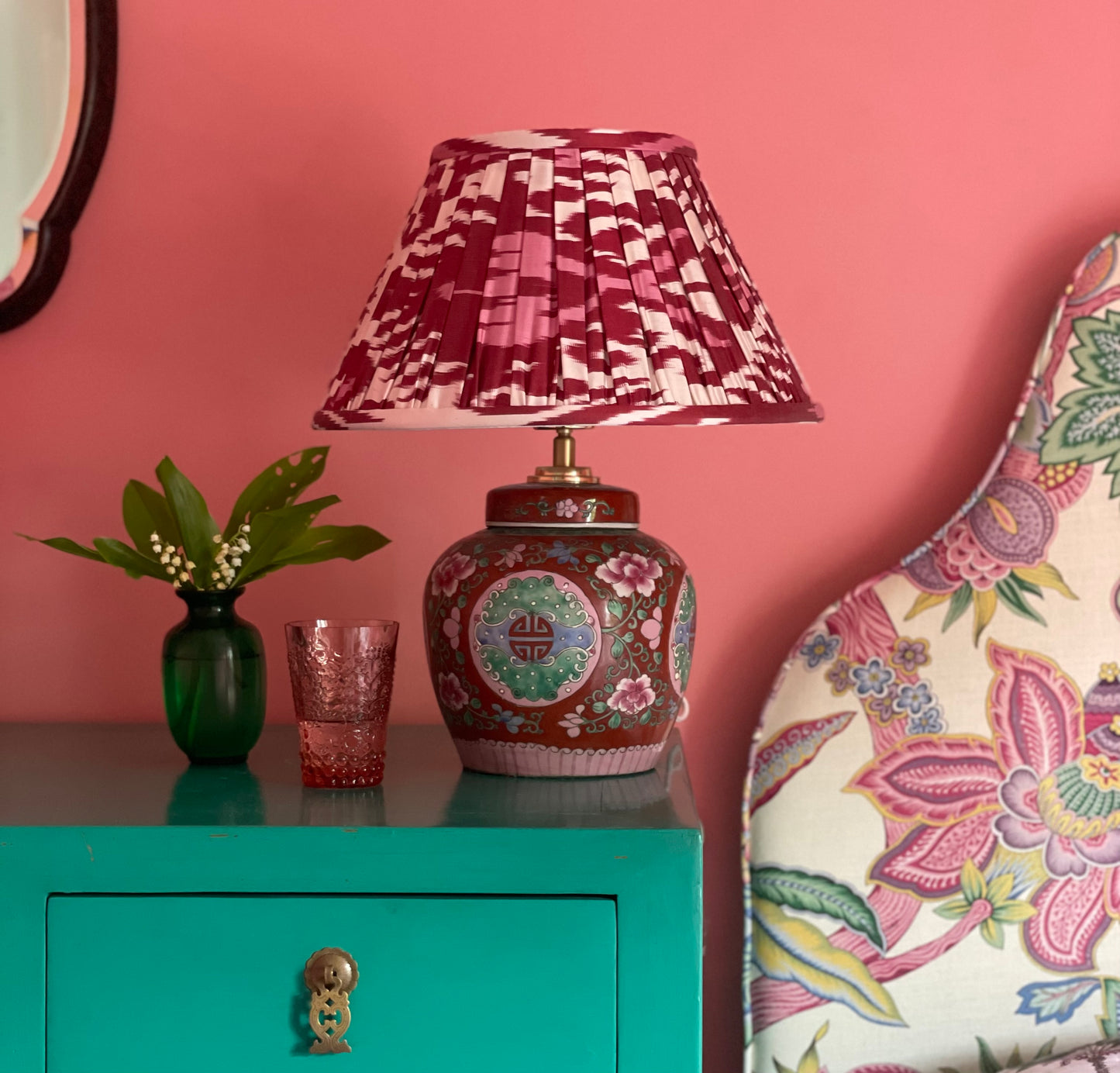 Garnet Silk Ikat Lamp Shade
