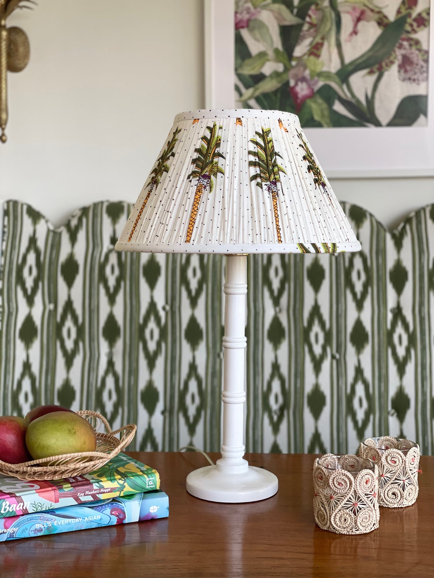 Palm & Polkadot Block-Printed Lamp Shade
