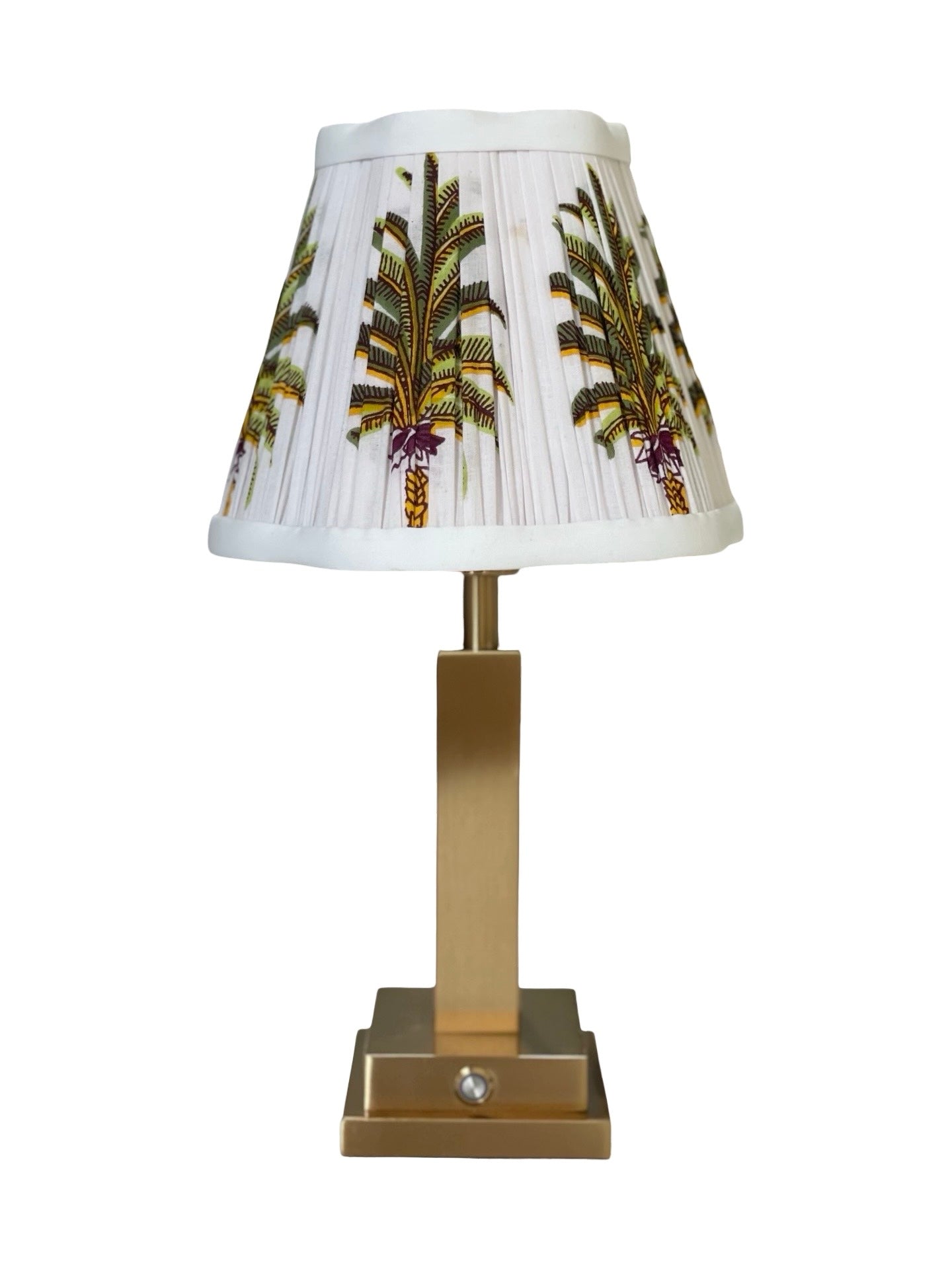 Pillar rechargeable lamp (with Palm Block-Print shade)