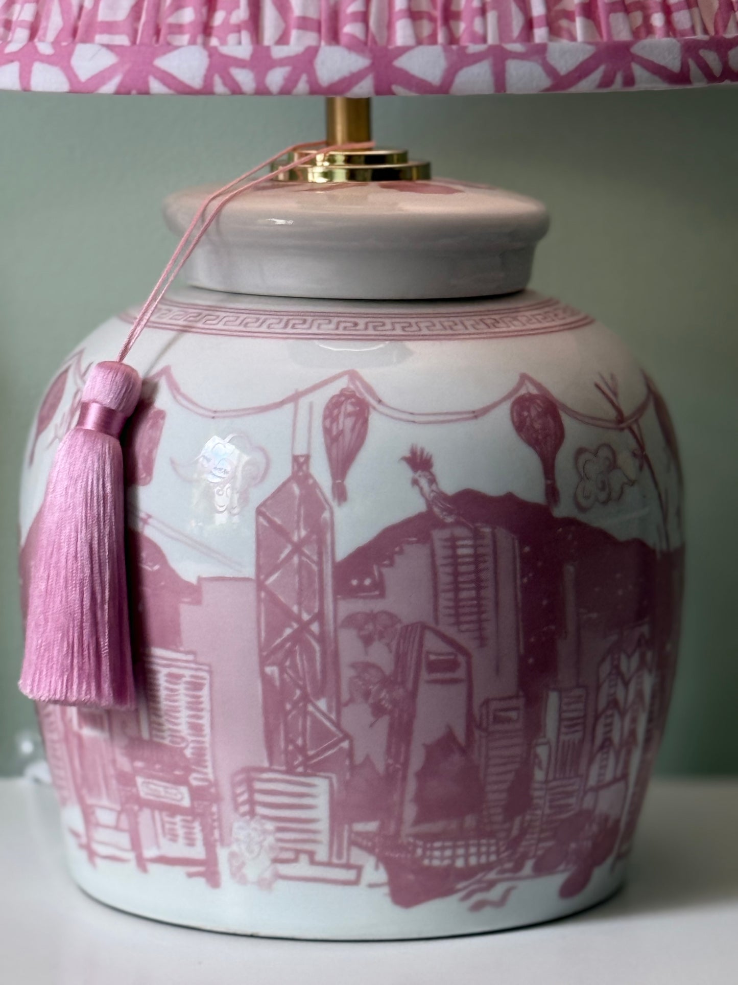‘Hong Kong Homage' Ginger Jar Lamp: Blossom Pink