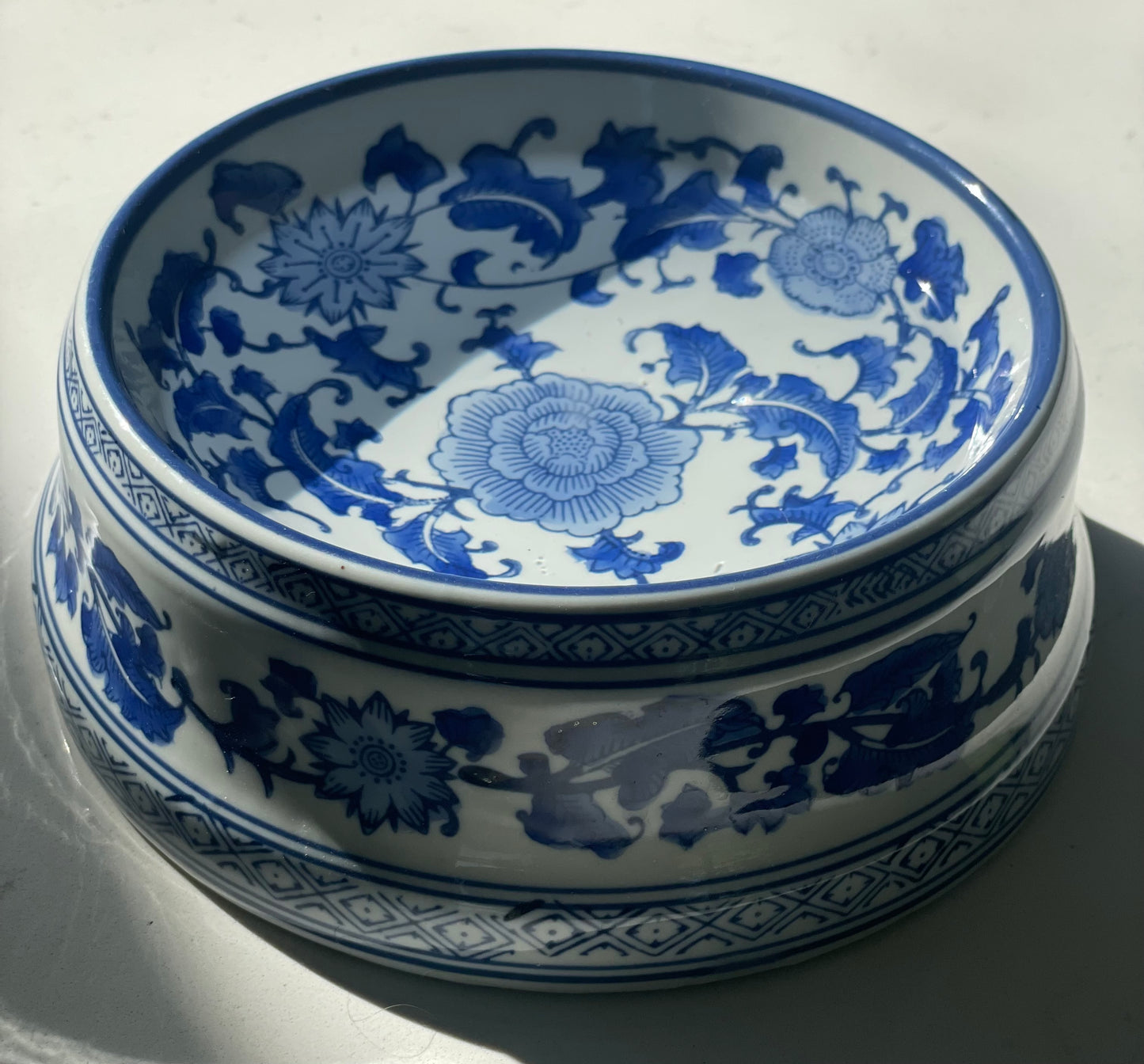 Blue & White Ceramic Pet Bowl