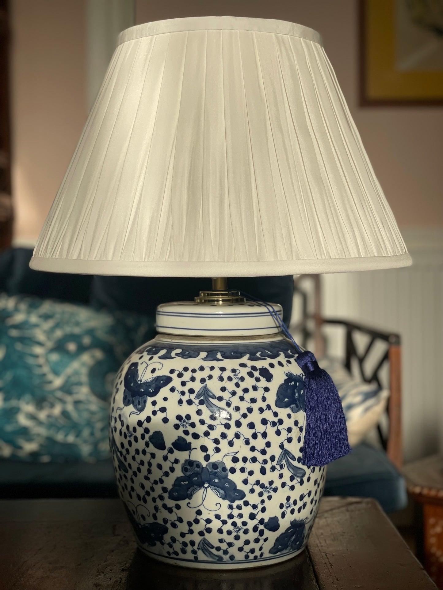 Butterfly Polkadot Ginger Jar Lamp