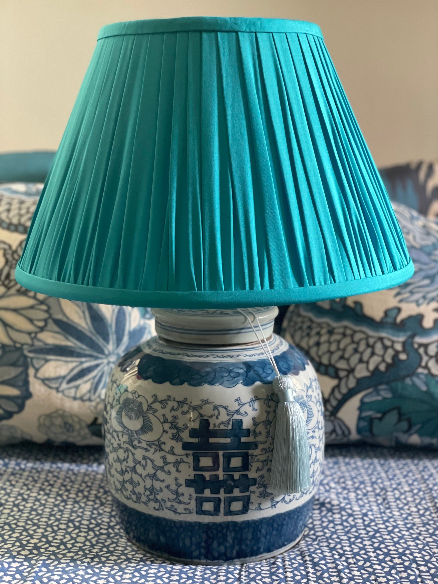 Double Happiness (border) Ginger Jar Lamp