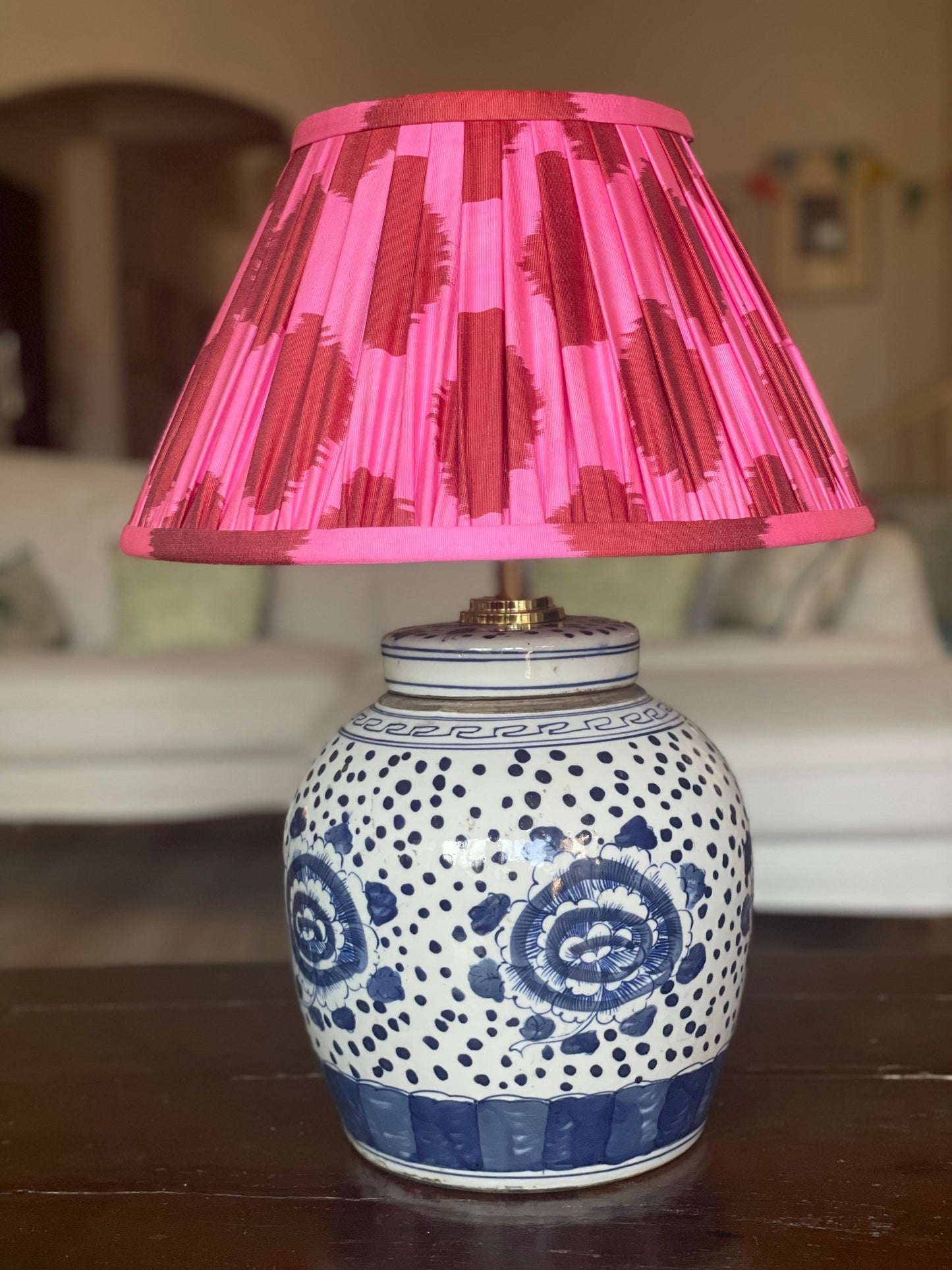 Peony Polkadot Ginger Jar Lamp