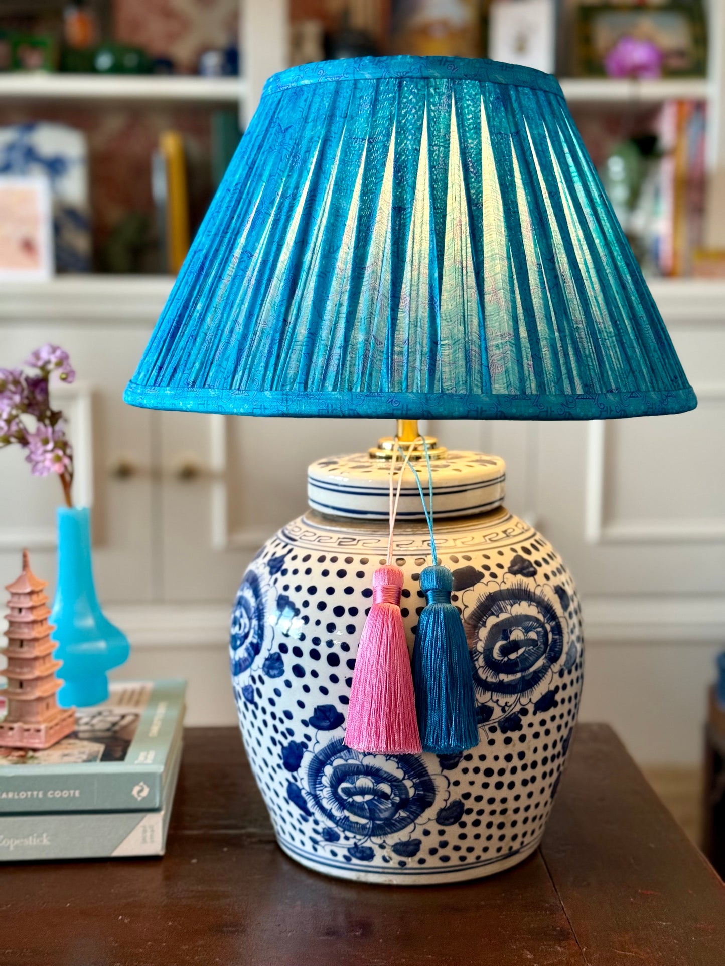 Peony Polkadot Ginger Jar Lamp