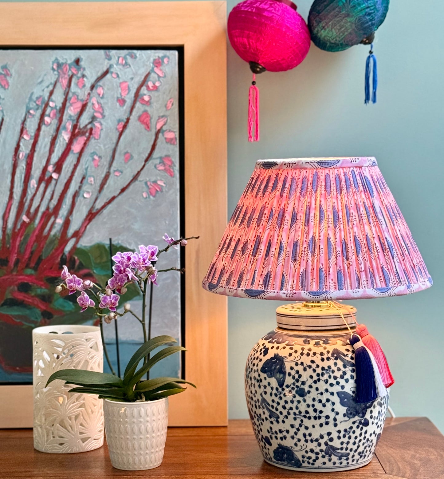 Salvia Block-Printed Lamp Shade