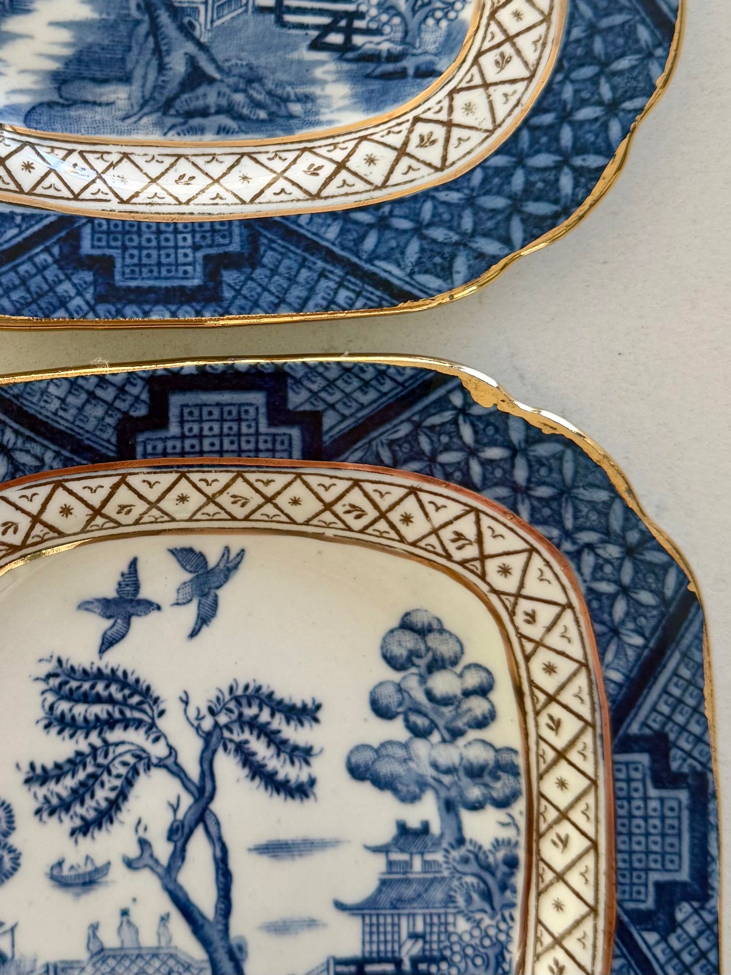 Vintage 'Blue Willow' Square Side Plates