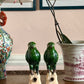 Green Ceramic Parrot Figurines - Pair