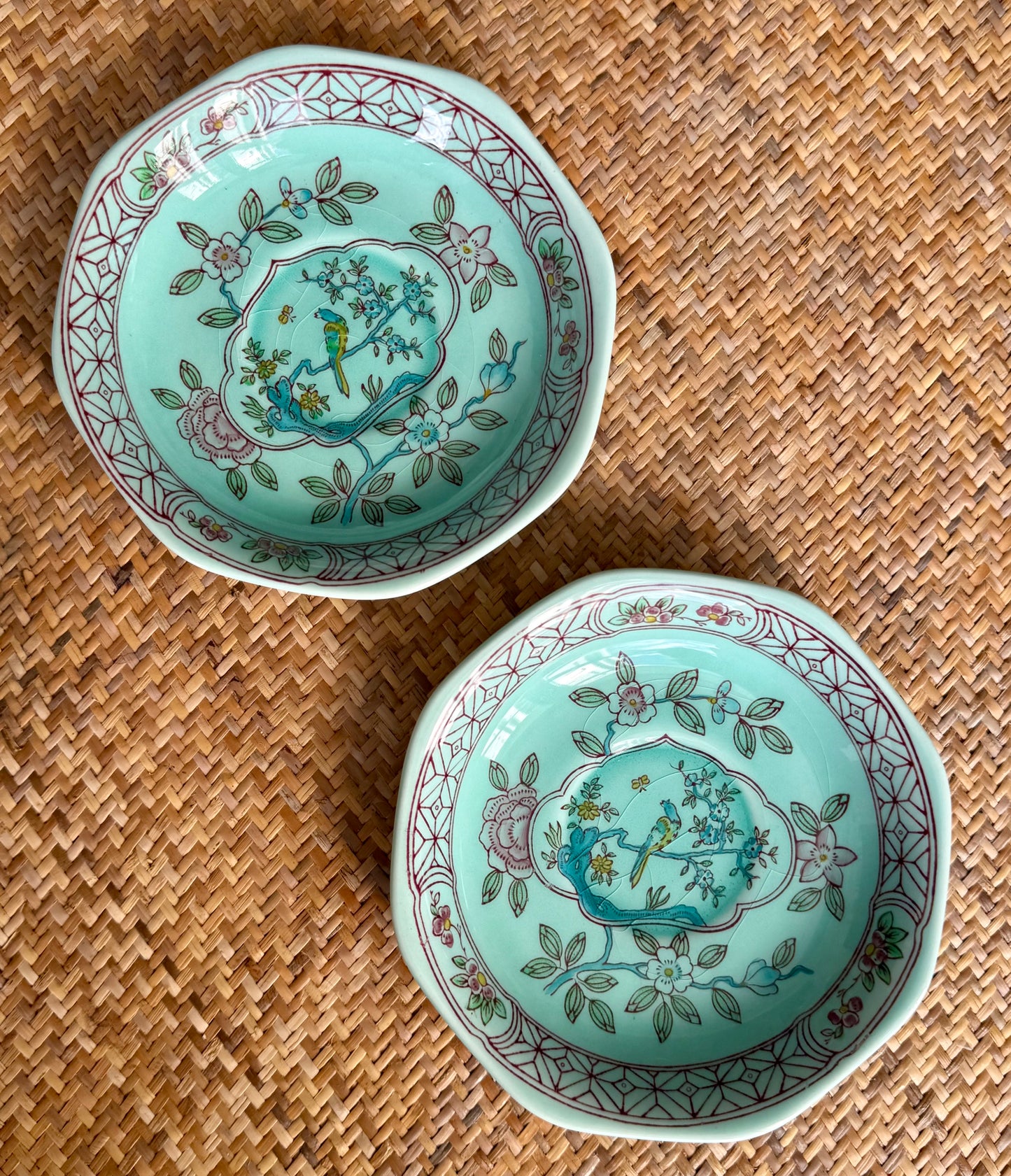 Vintage 'Singapore Bird' Cup & Saucer: set of 2