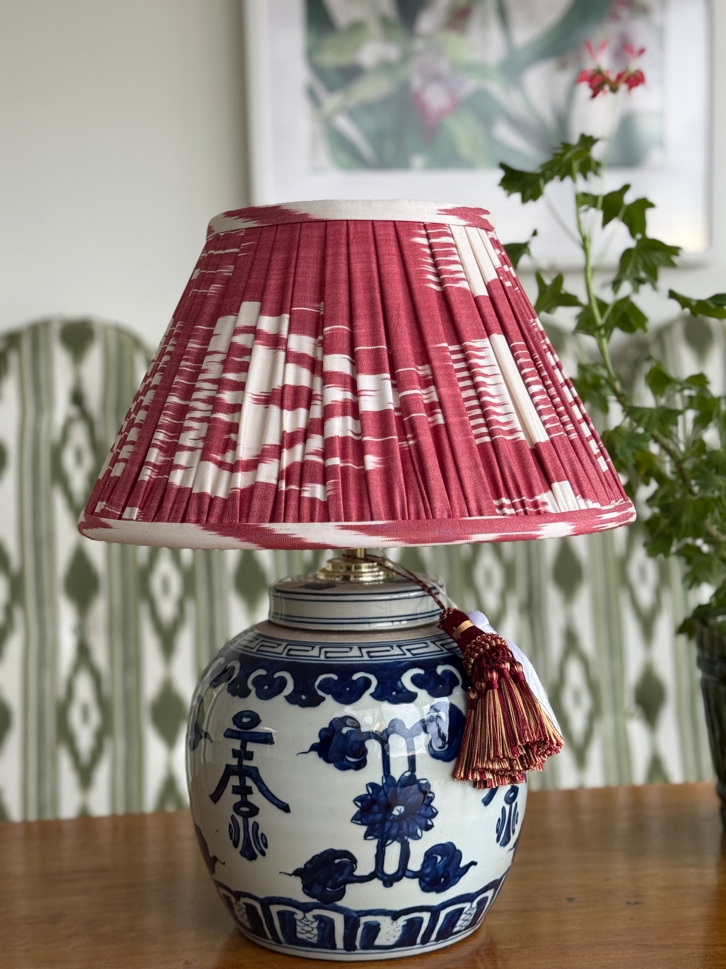 Berry Silk Ikat Lamp Shade