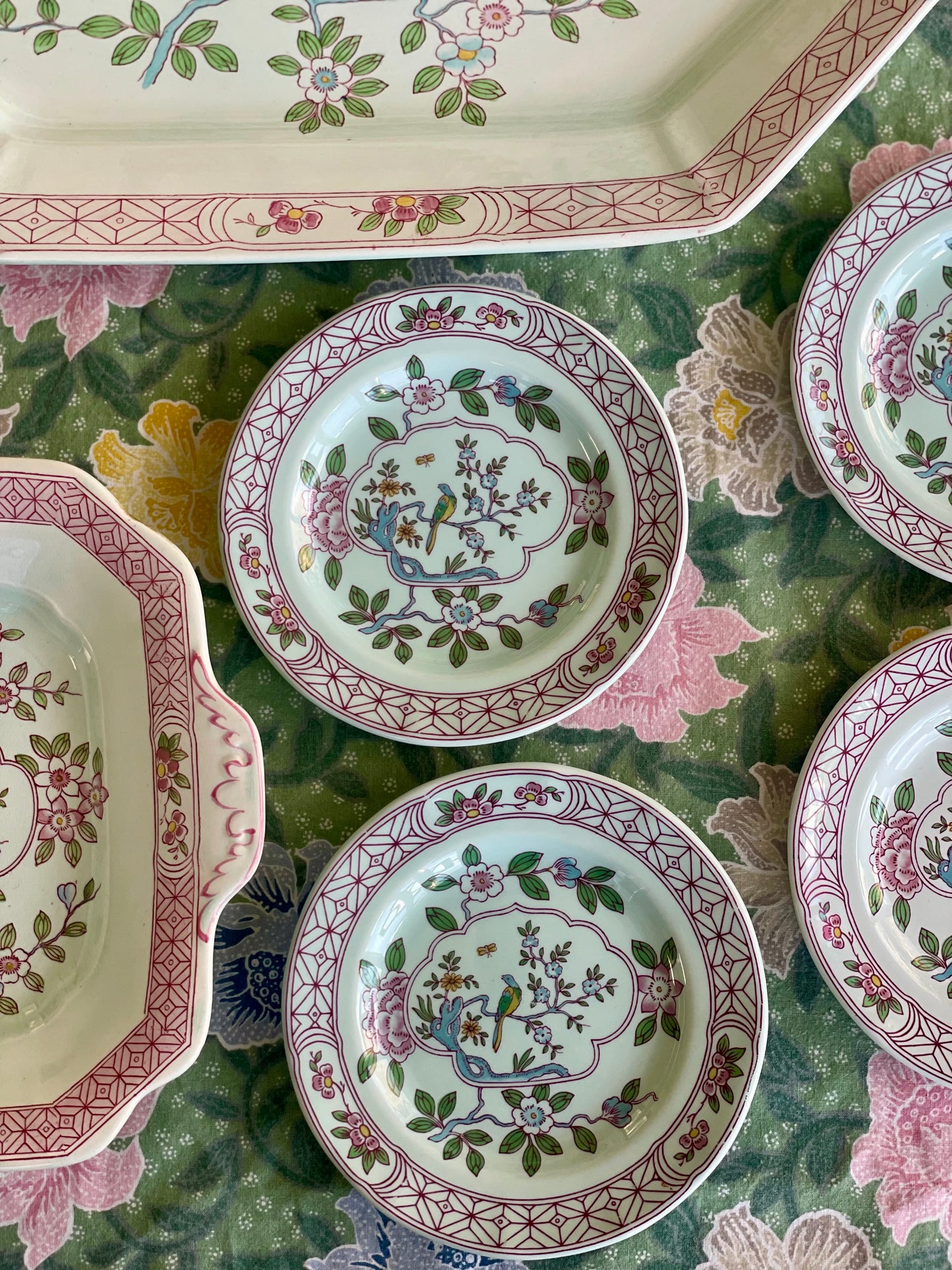Vintage 'Singapore Bird' Side Plates: set of 4