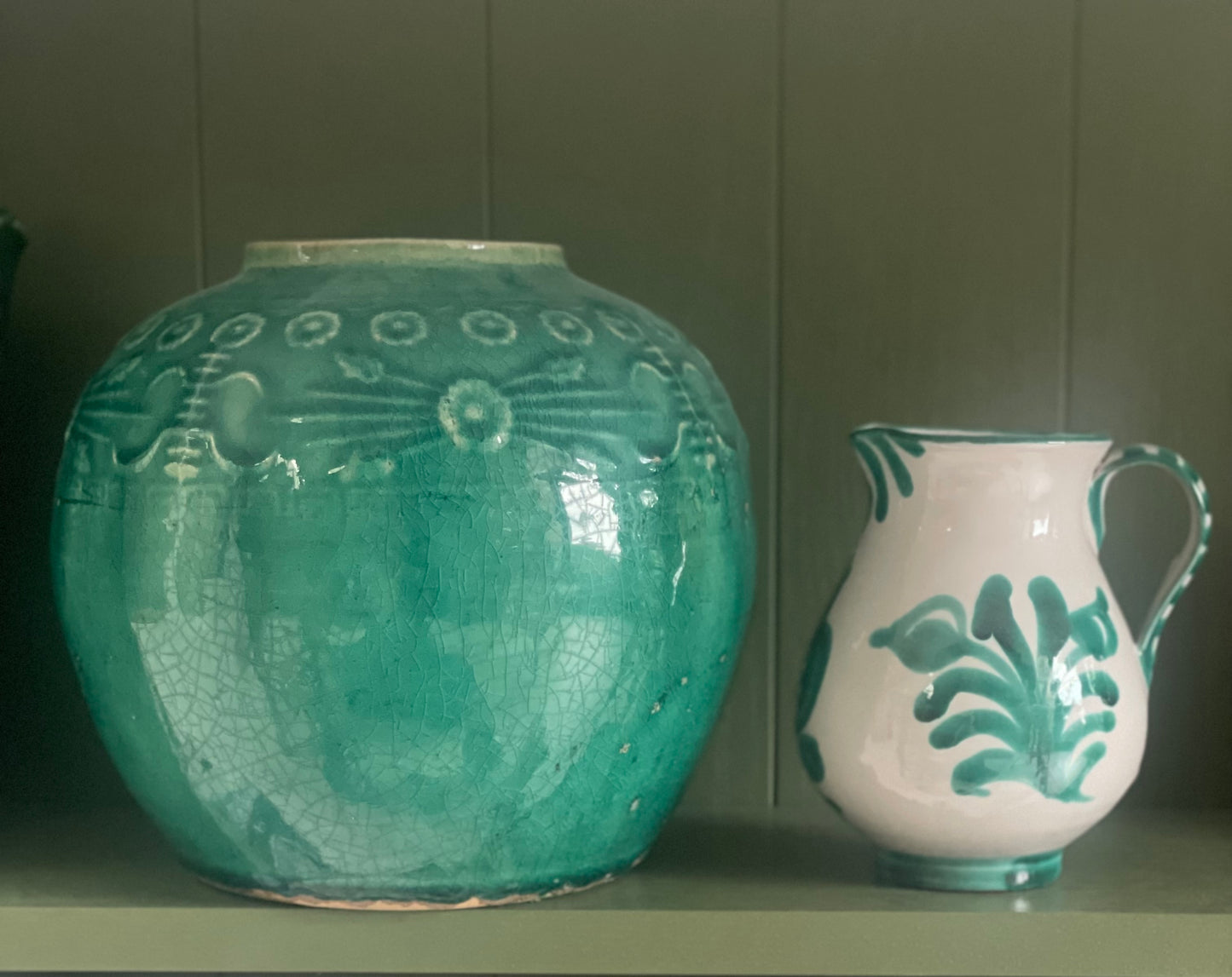 Hunan Jade Floral Relief Ginger Jar