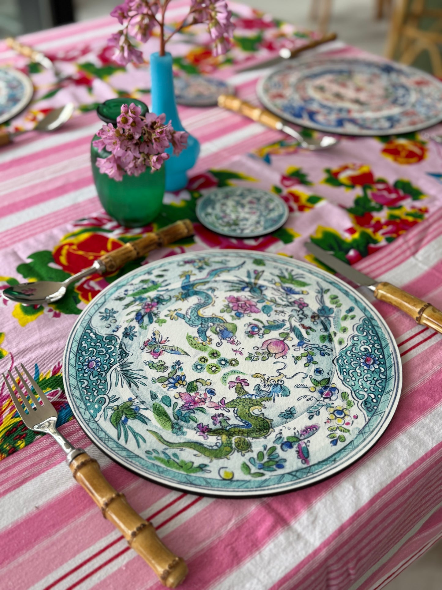 Antique Chinese Plates Placemat Set - Coloured