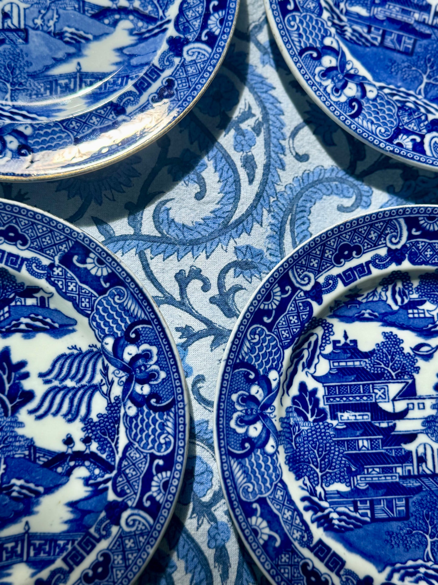 Antique Hammersley & Co. Blue Willow Side Plates