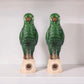 Green Ceramic Parrot Figurines - Pair