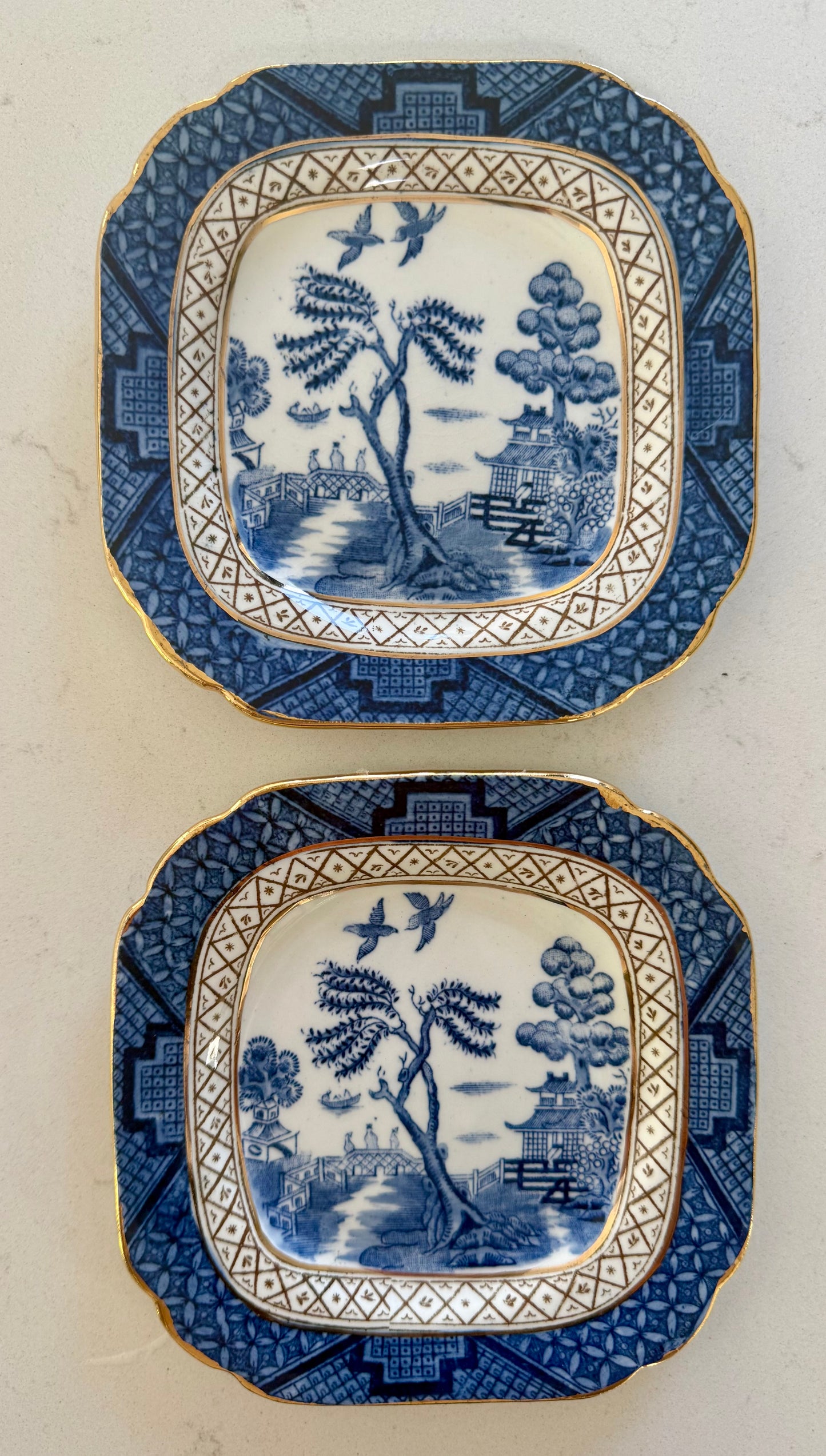 Vintage 'Blue Willow' Square Side Plates