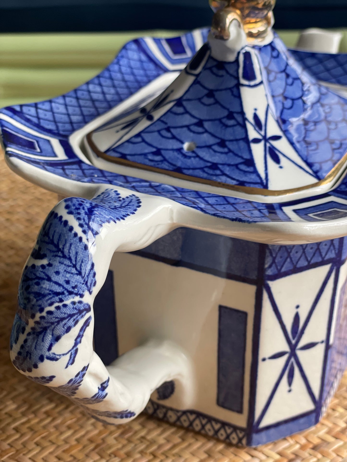 Vintage Blue & White 'Burleigh' Pagoda Teapot