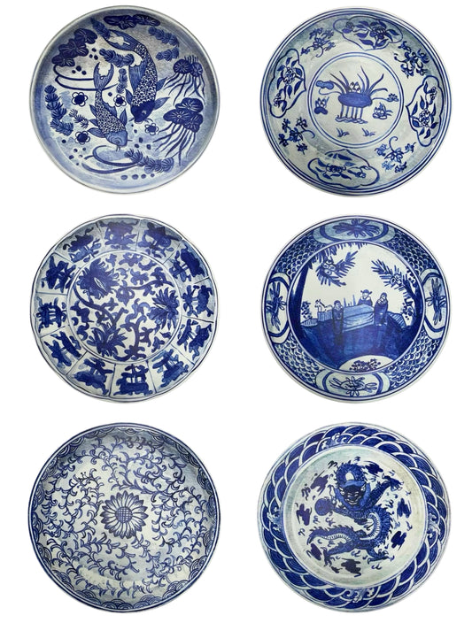 Antique Chinese Plates Placemat Set - Blue & White