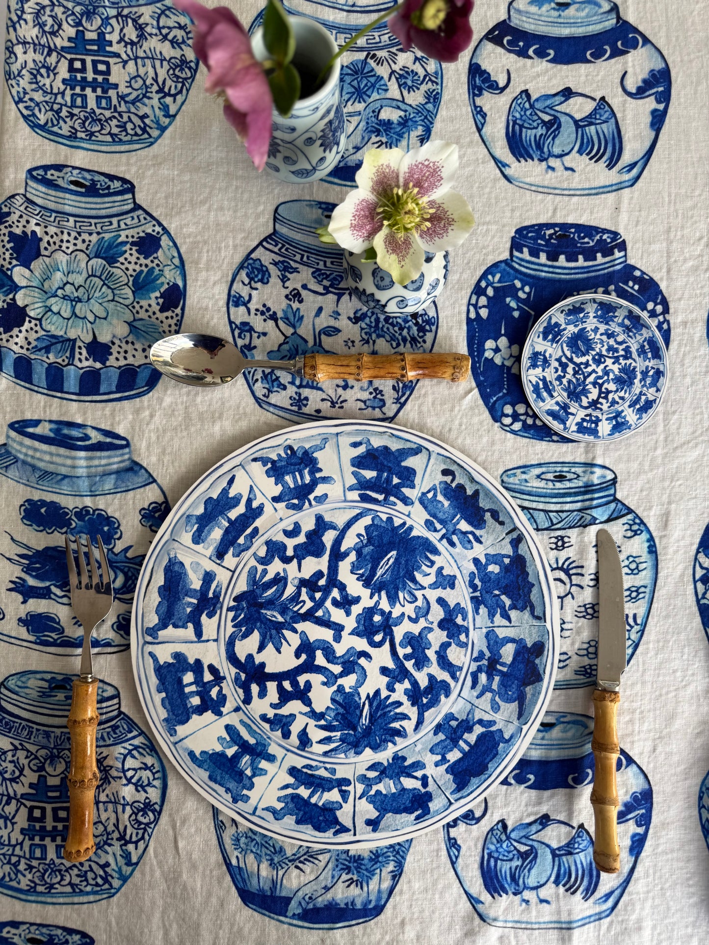 Antique Chinese Plates Coaster Set - Blue & White