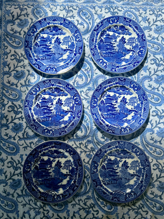 Antique Hammersley & Co. Blue Willow Side Plates