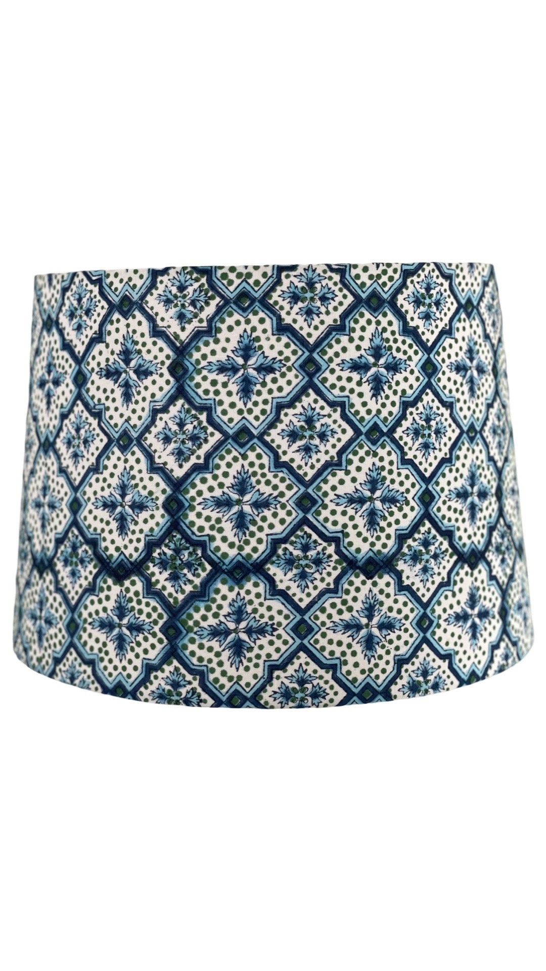 Delphinium Block-Print Cotton Gathered Lamp Shade