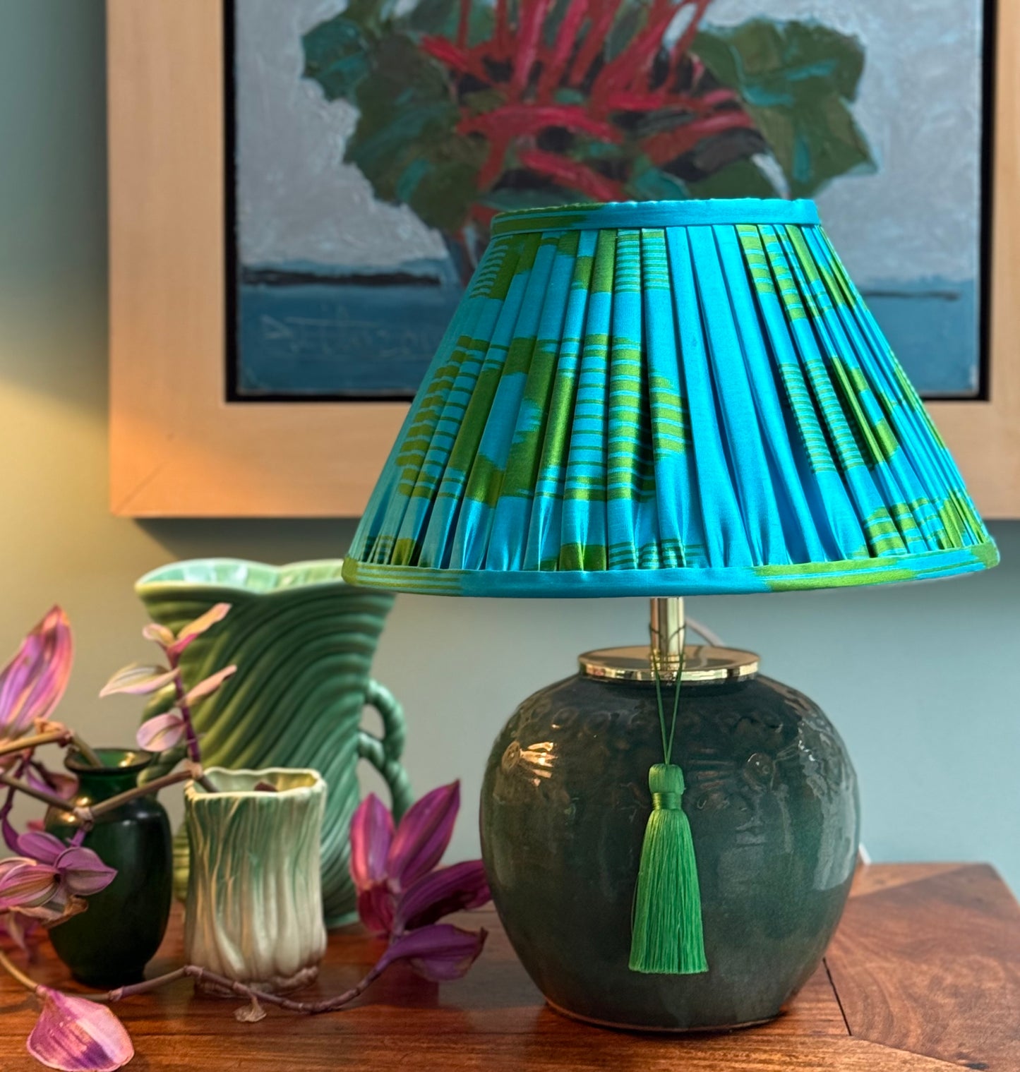 Hunan Jade Floral Relief Lamp