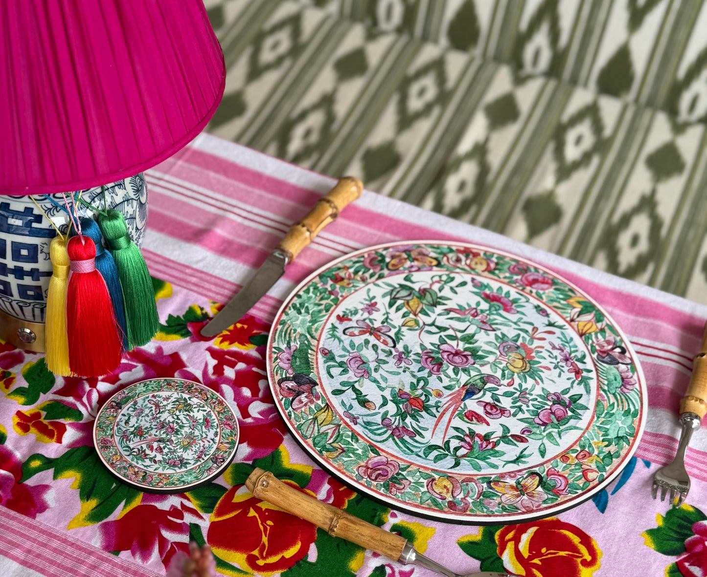 Antique Chinese Plates Placemat Set - Coloured