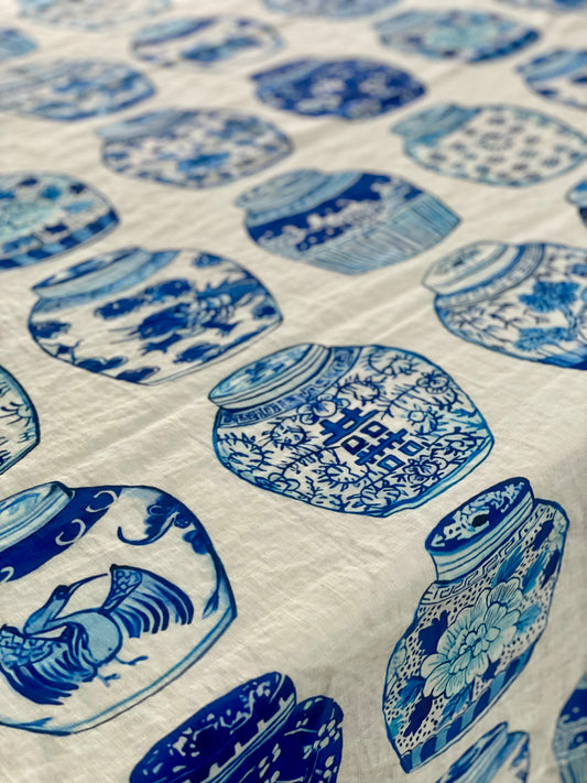 Ginger Jars Linen Tablecloth