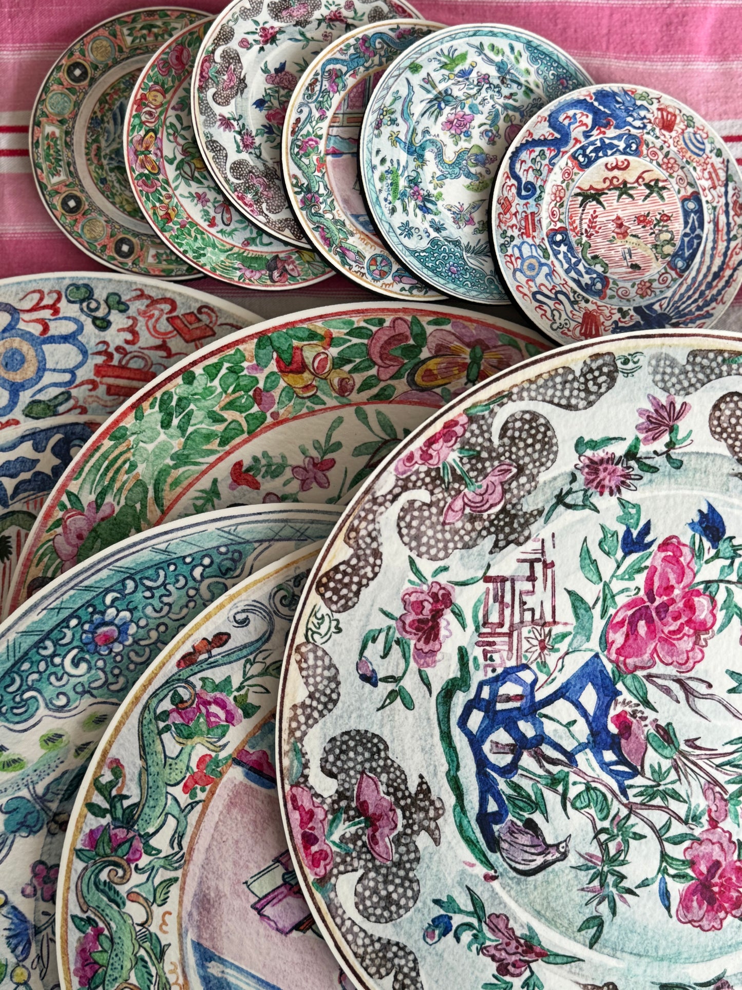 Antique Chinese Plates Placemat Set - Coloured