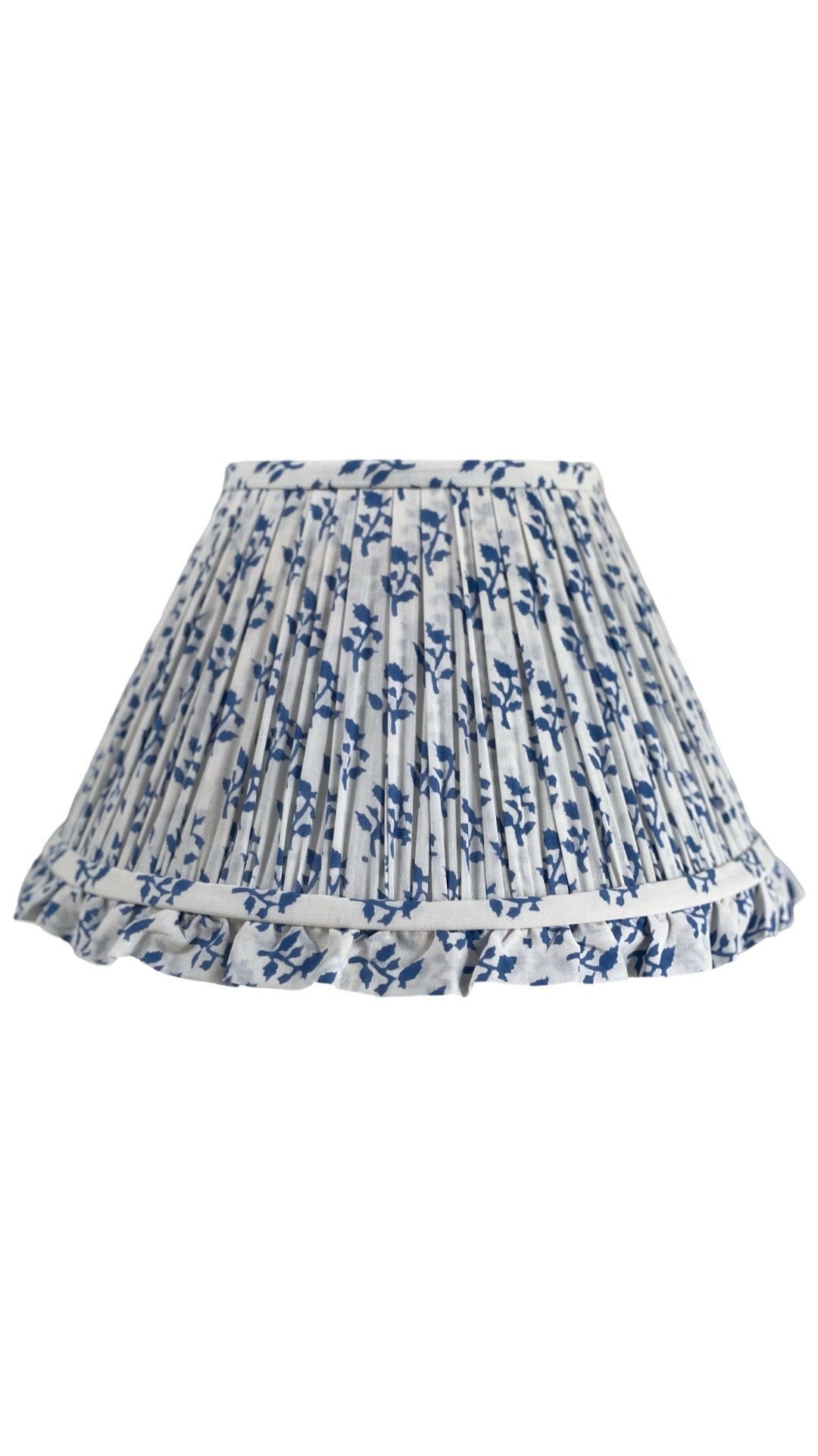 Gardenia Frill Block-Print Cotton Gathered Lamp Shade