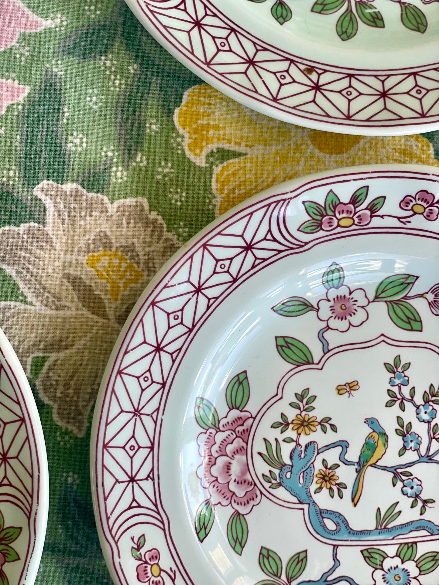 Vintage 'Singapore Bird' Side Plates: set of 4