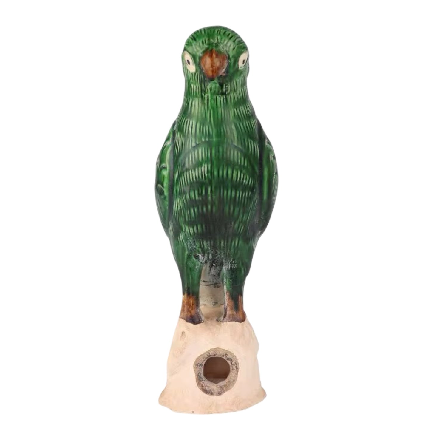 Green Ceramic Parrot Figurines - Pair