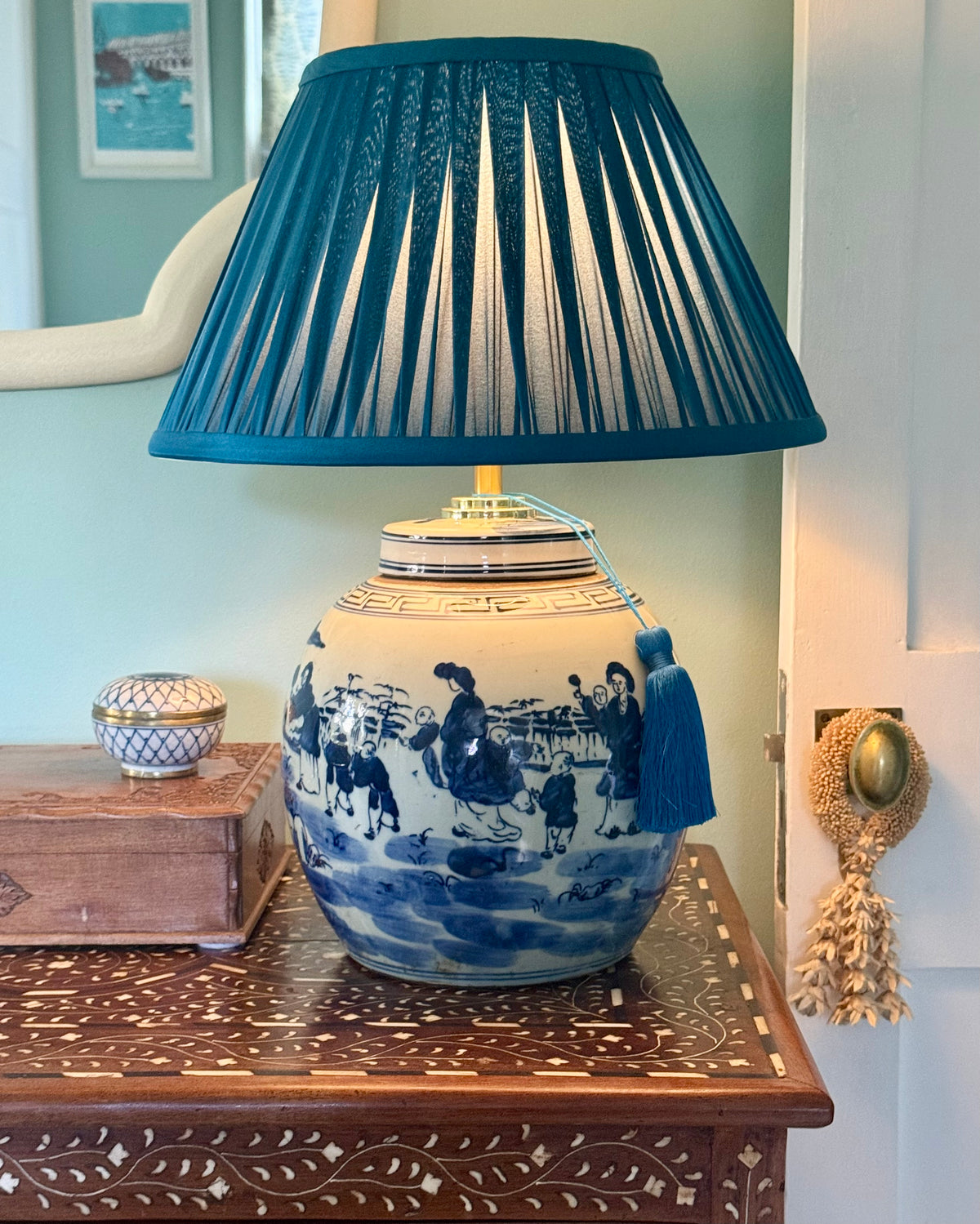 Teal Silk Lamp Shade