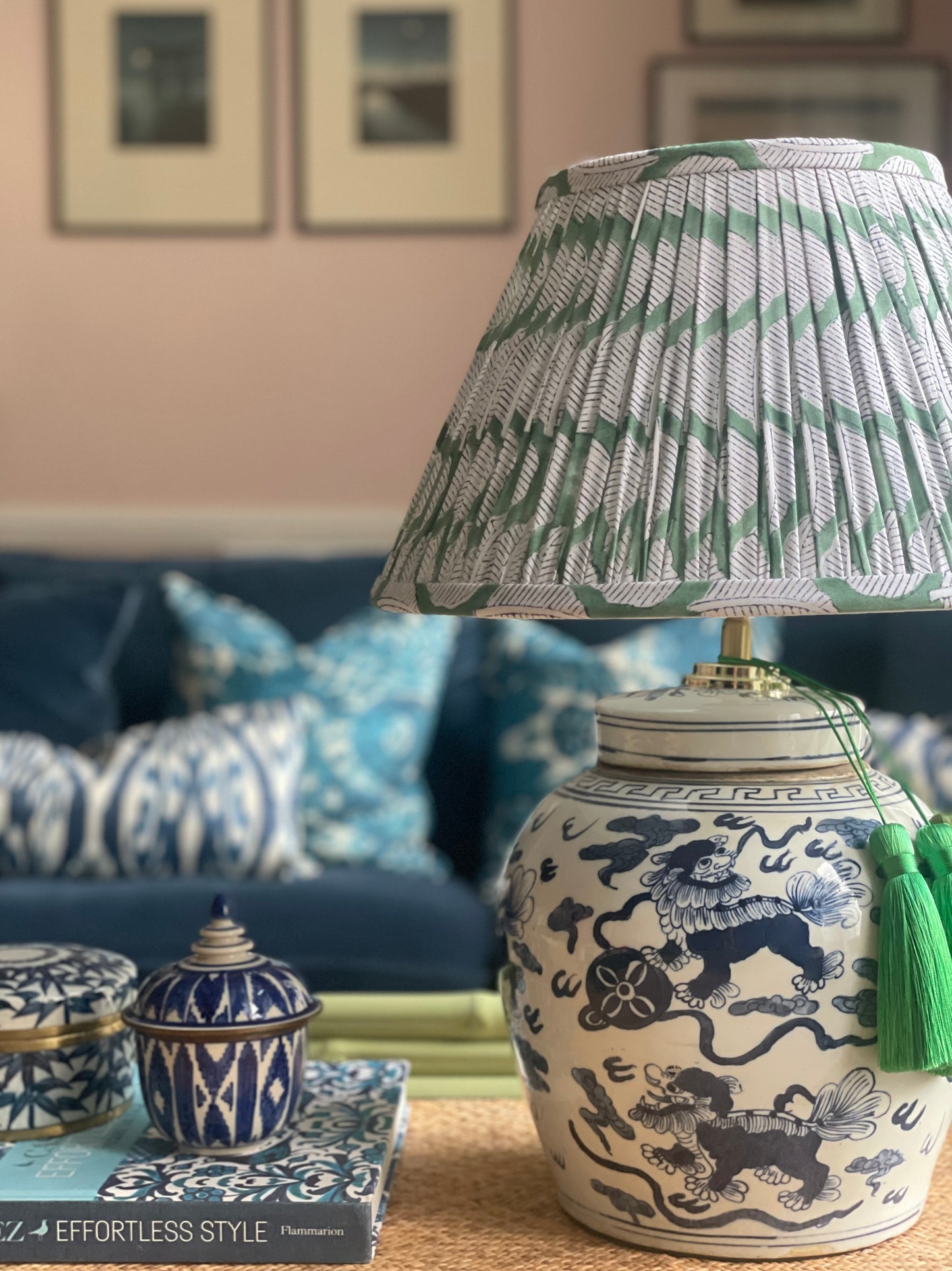 Leaf Block-Printed Lamp Shade