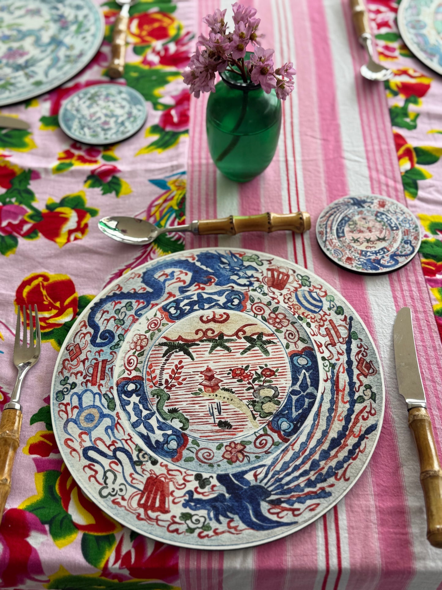 Antique Chinese Plates Placemat Set - Coloured