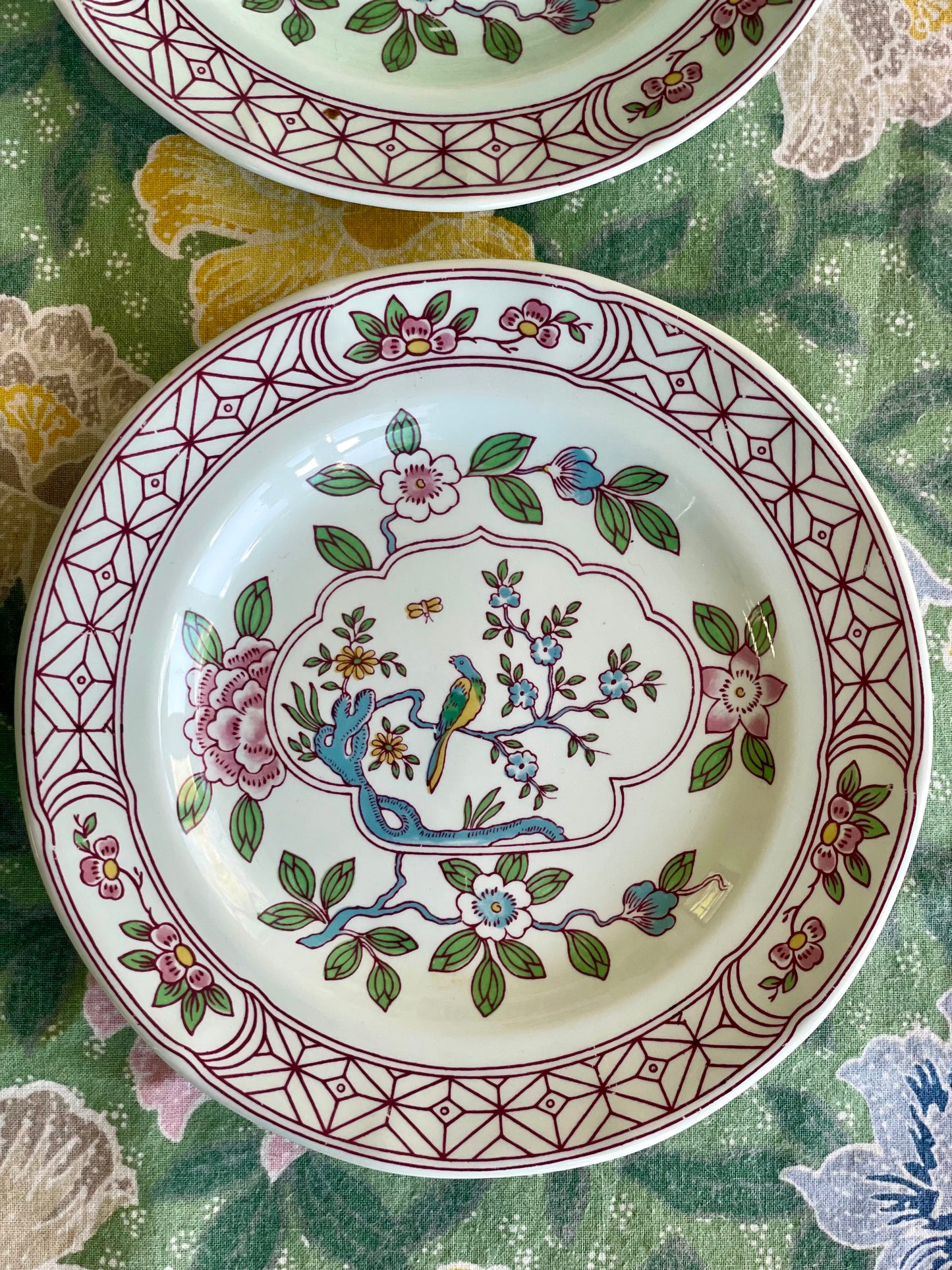 Vintage 'Singapore Bird' Side Plates: set of 4