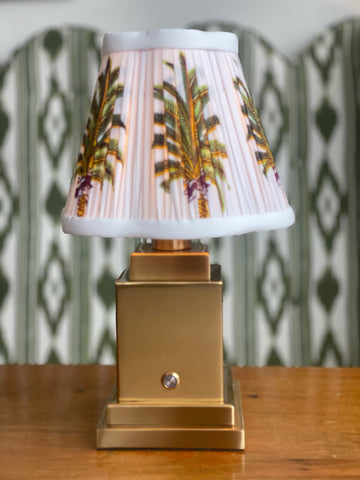 Luxe rechargeable lamp (with Palm Block-Print shade)