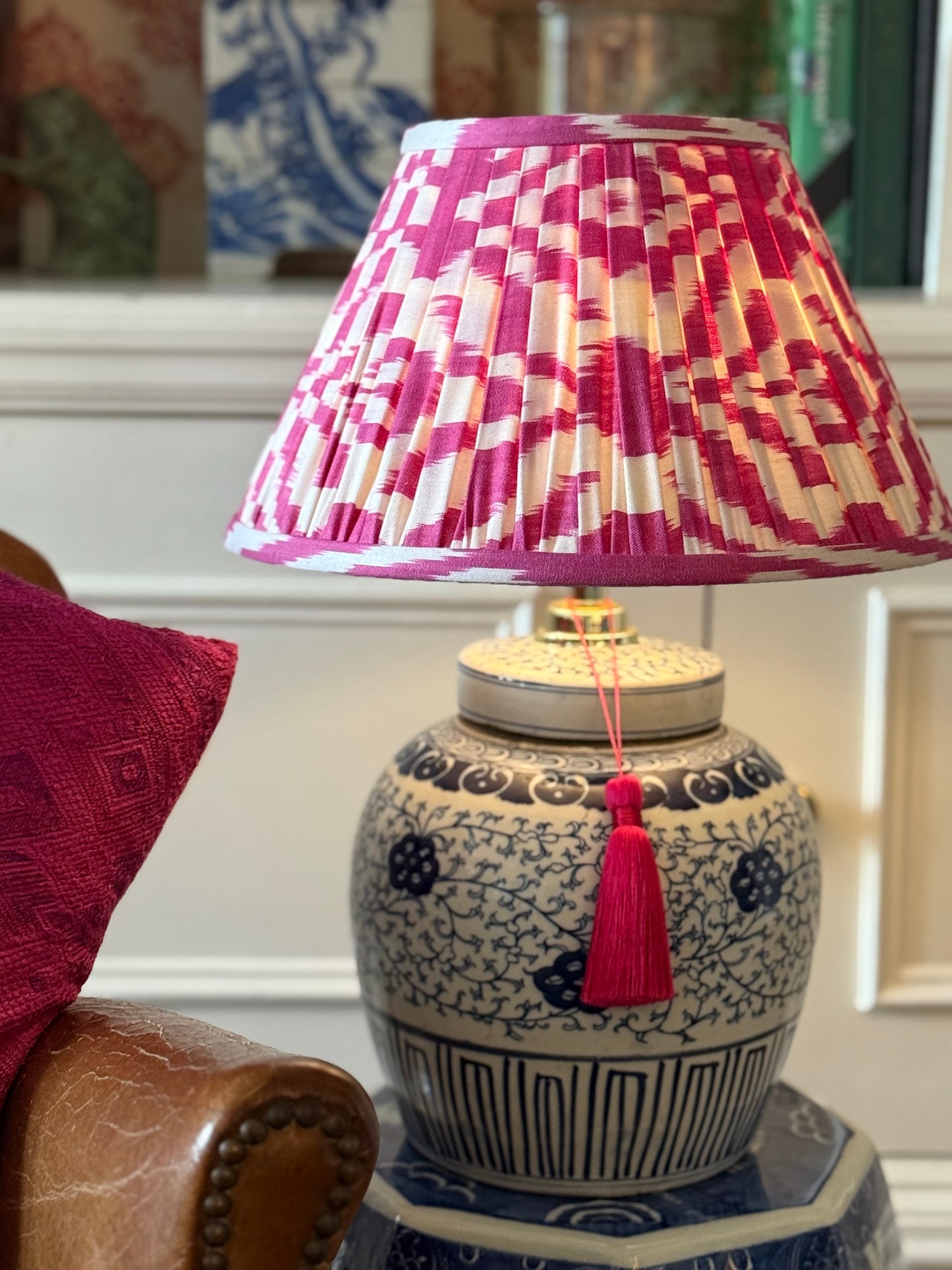 Carnation Silk Ikat Lamp Shade